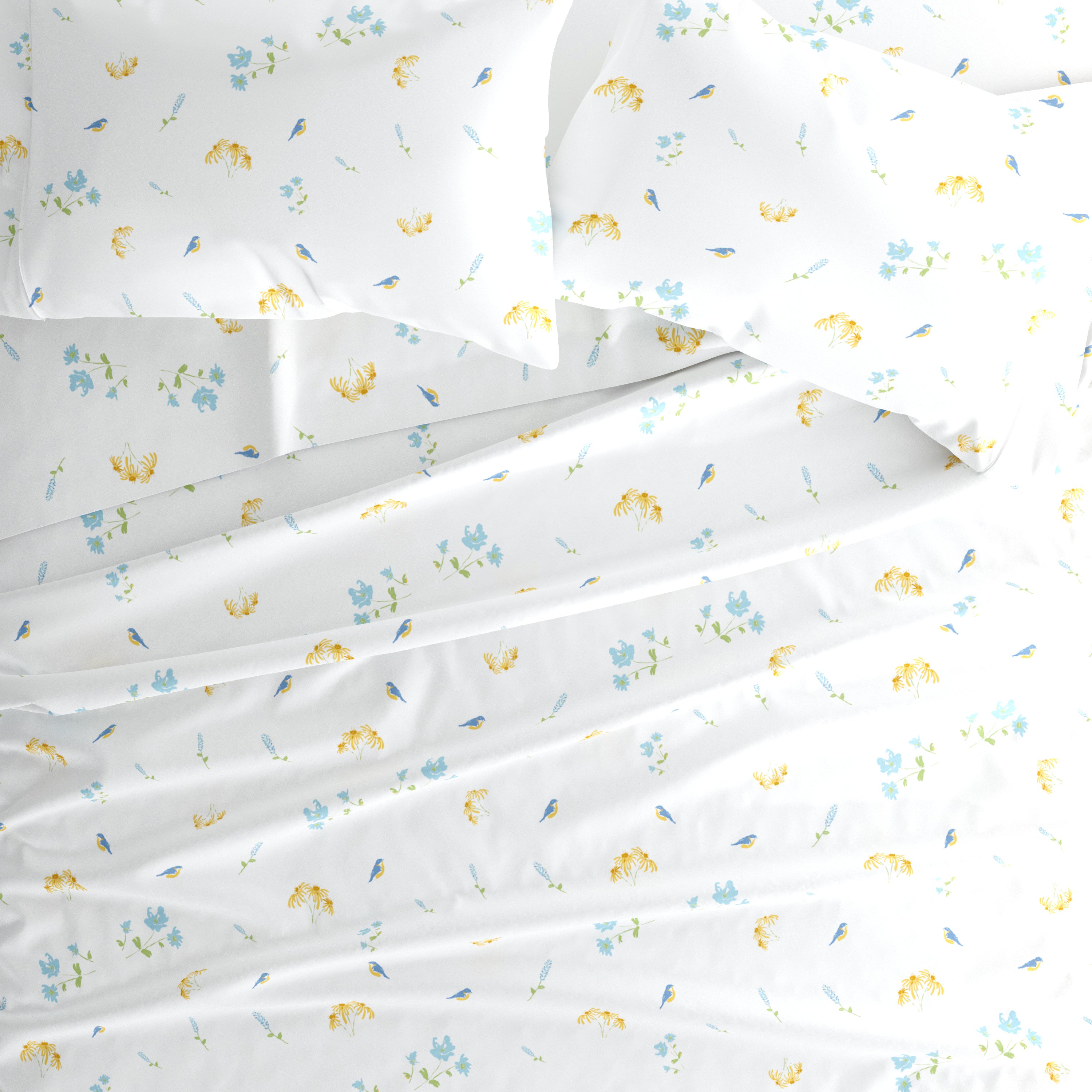 Bluebirds 4-Piece Patterned Sheet Set