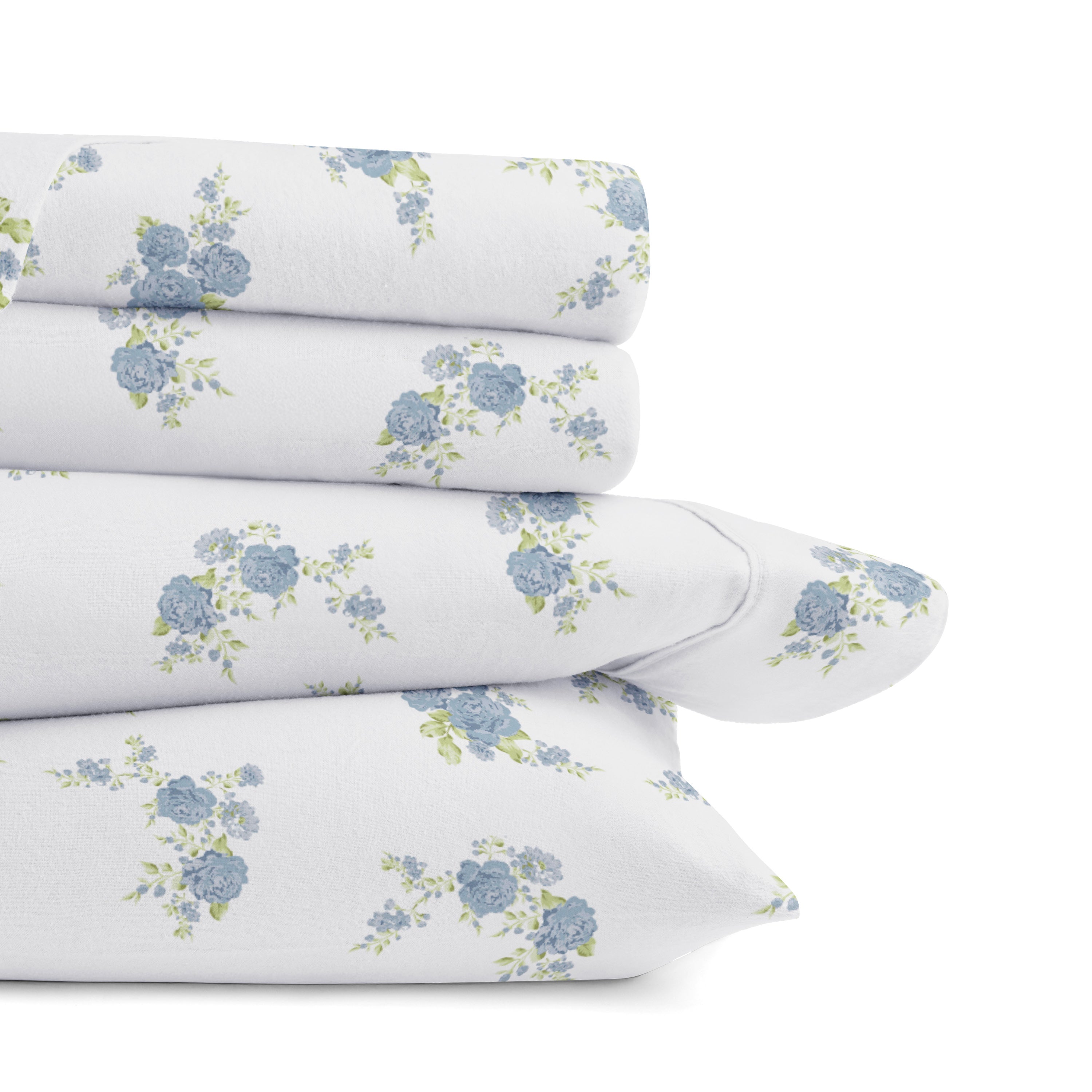 Rose Bunch 4-Piece 100% Cotton Flannel Sheet Set