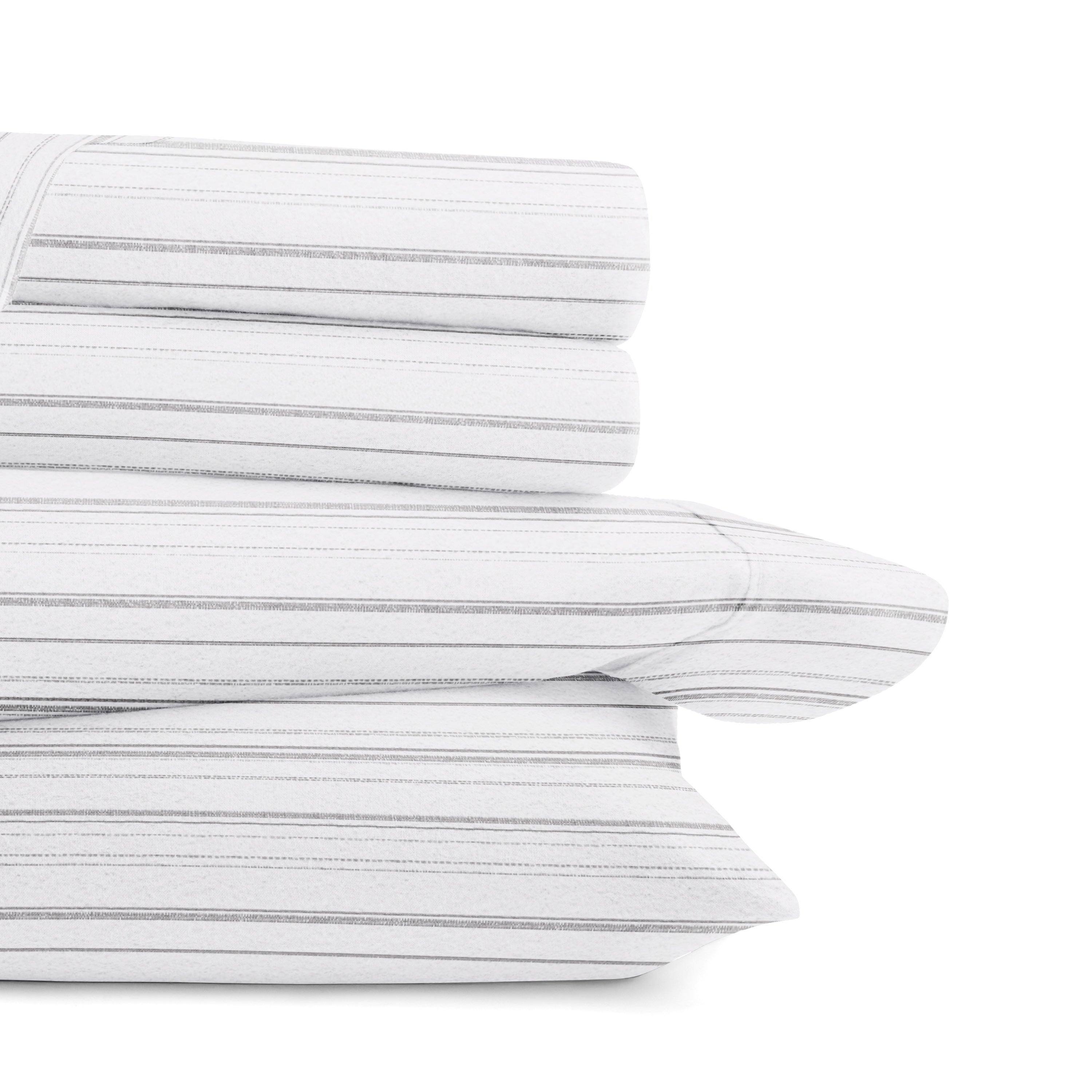 Weathered Stripes 4-Piece 100% Cotton Flannel Sheet Set