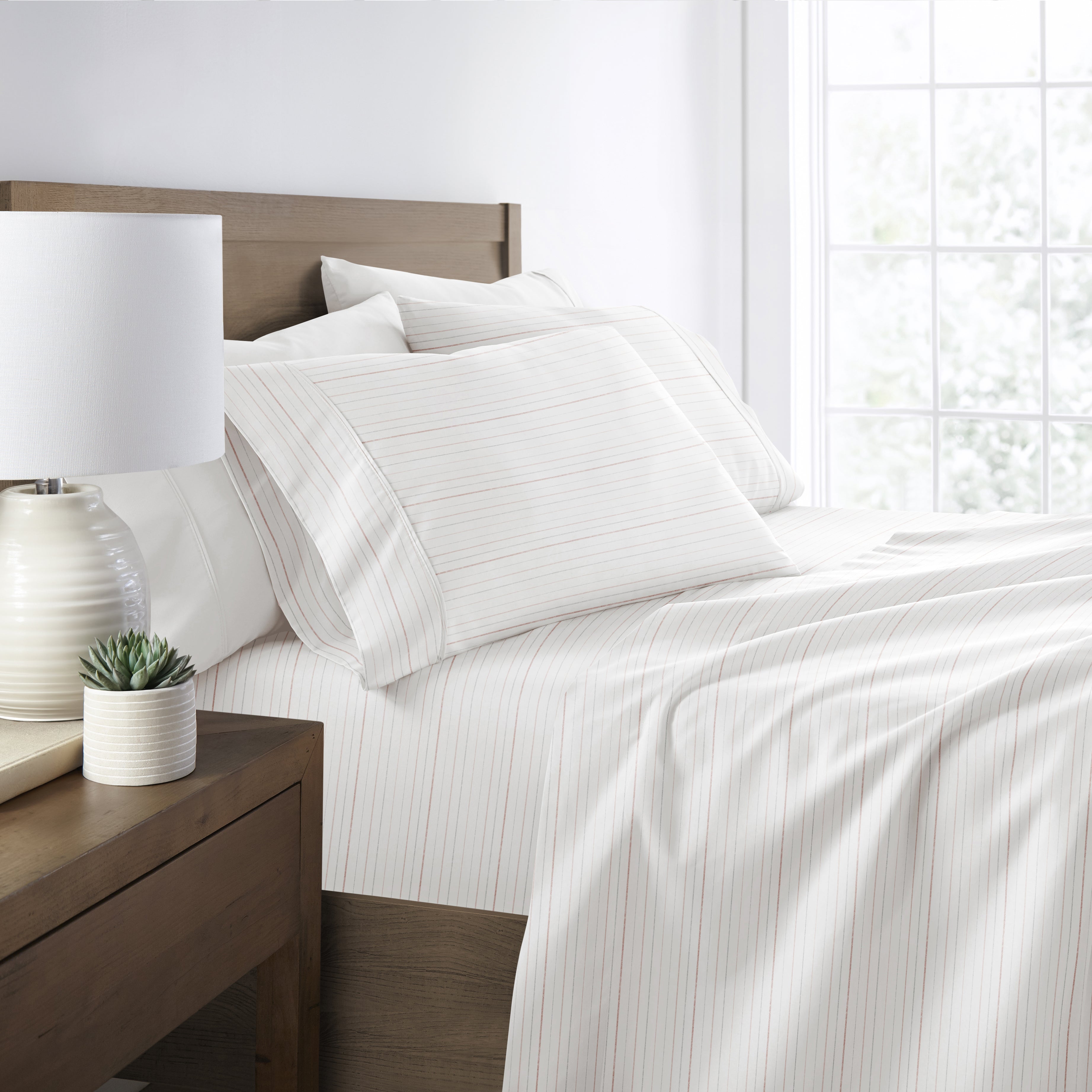 Soft Stitch Stripe 4-Piece Patterned Sheet Set