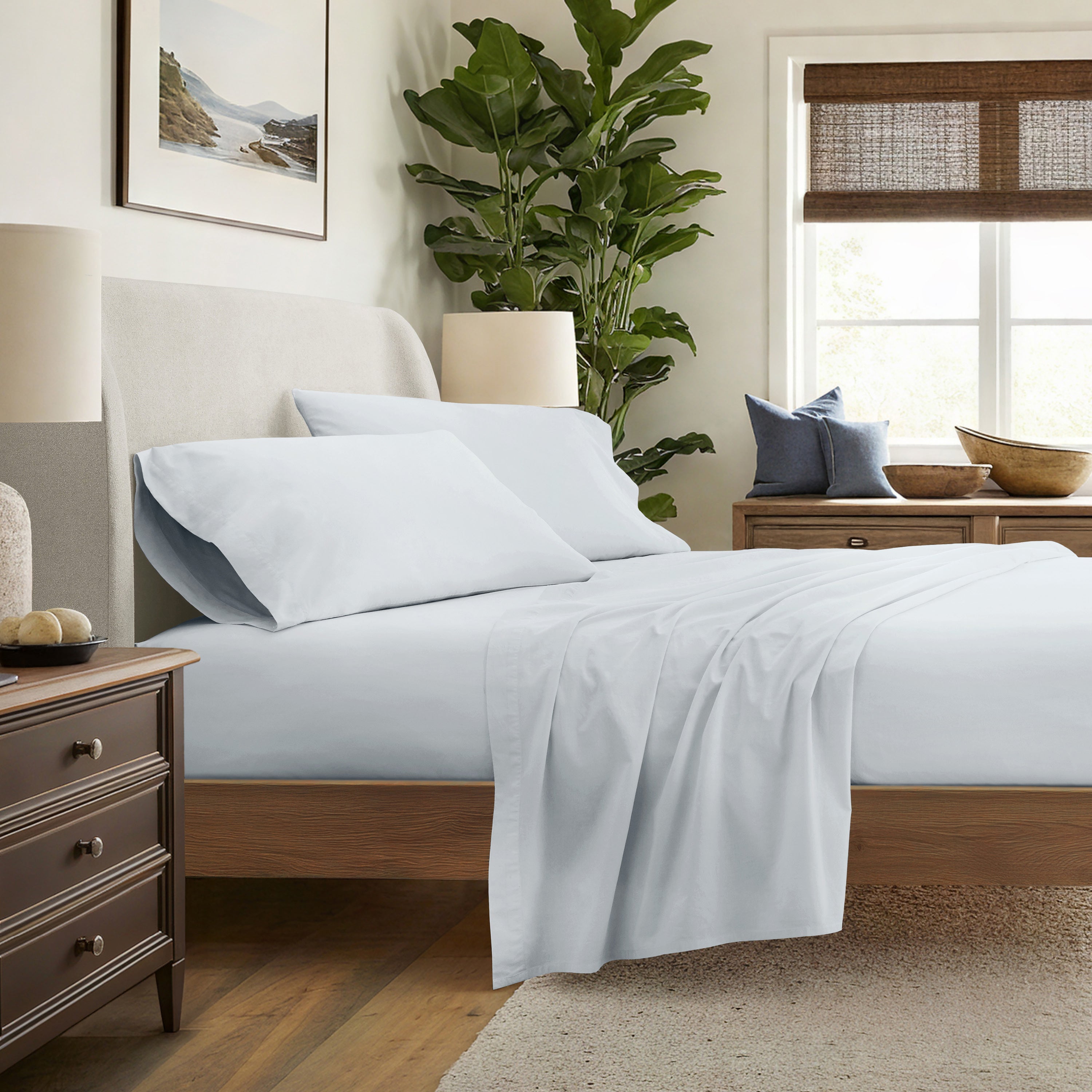 4-Piece 100% Cotton Percale Sheet Set