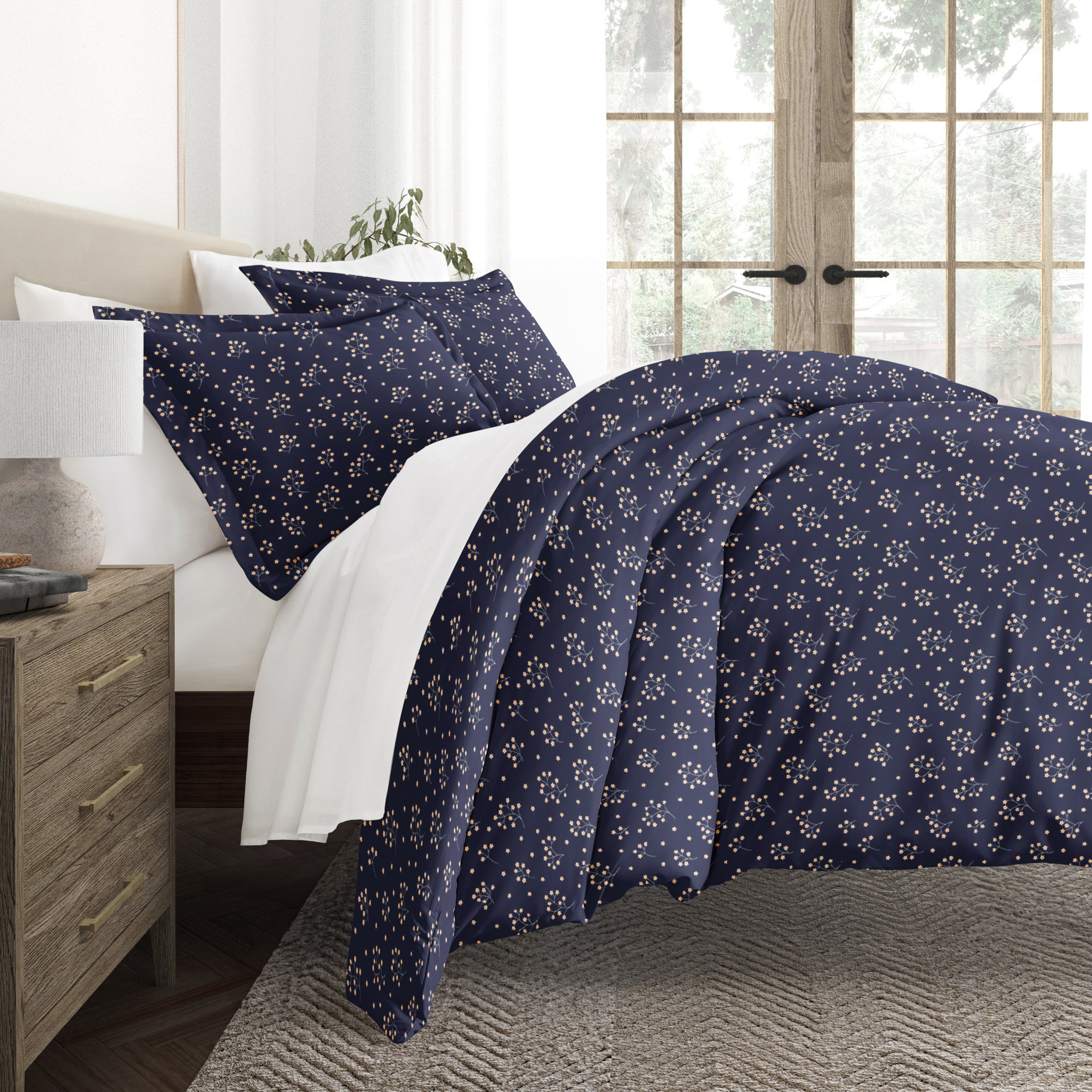 Midnight Blossoms Patterned Duvet Cover Set