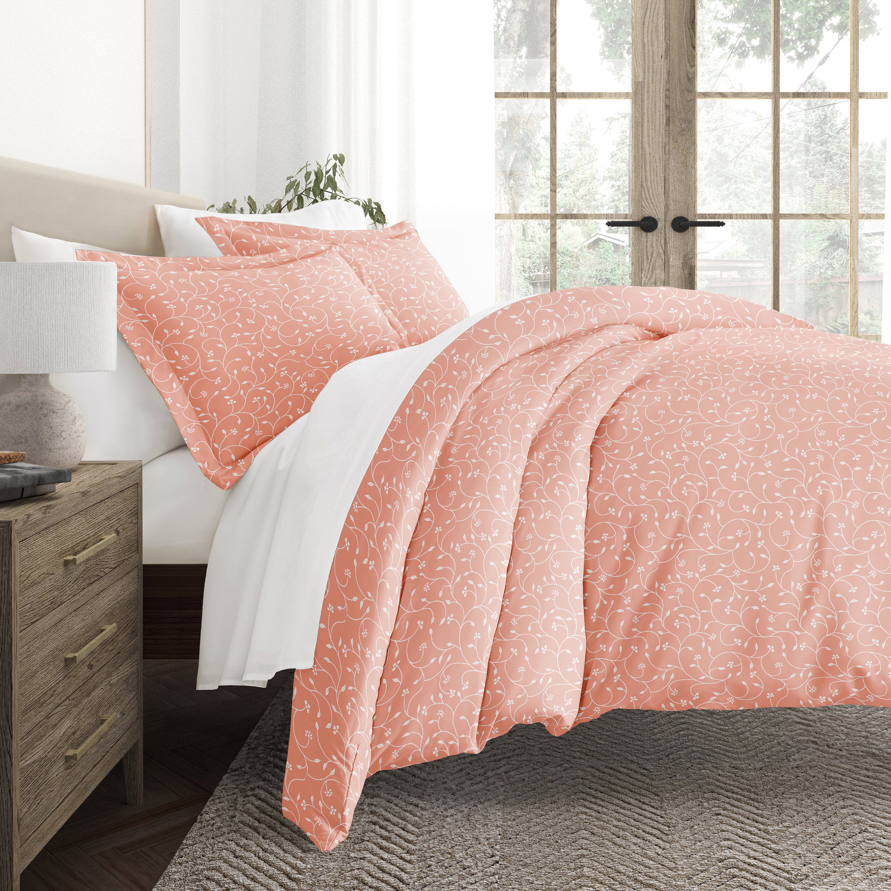 Pink Buds Patterned Duvet Cover Set