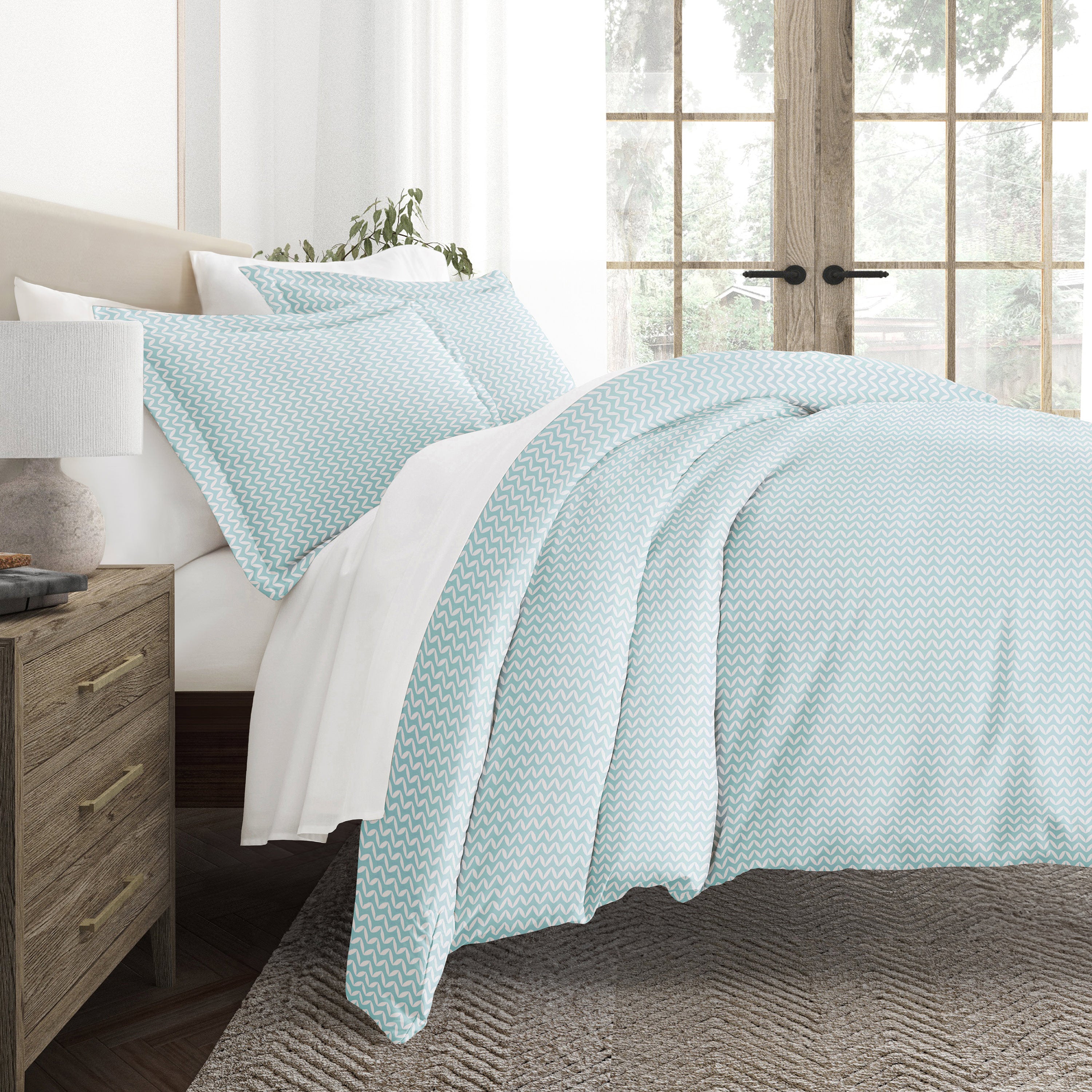 Puffed Chevron Patterned Duvet Cover Set