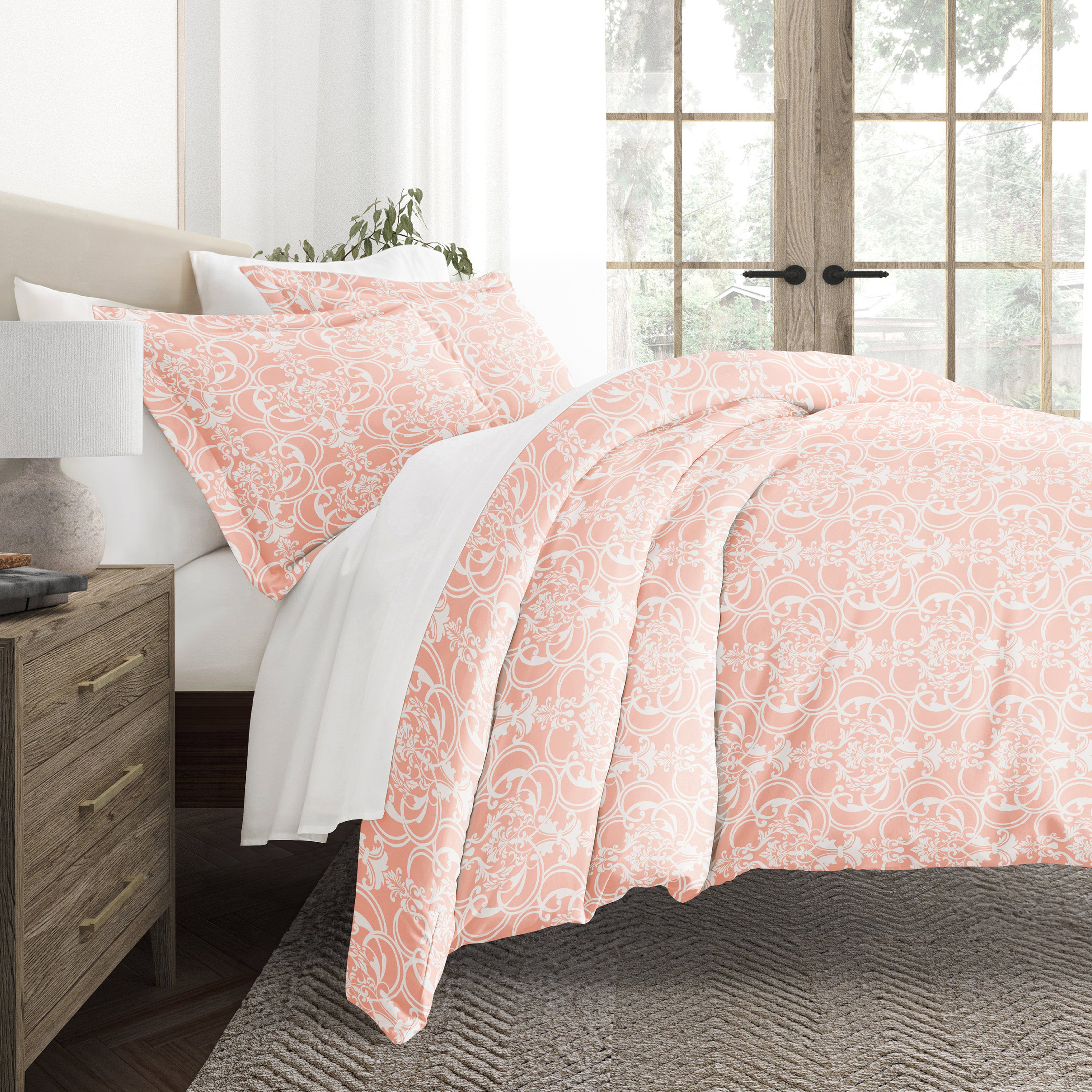 Romantic Damask Patterned Duvet Cover Set