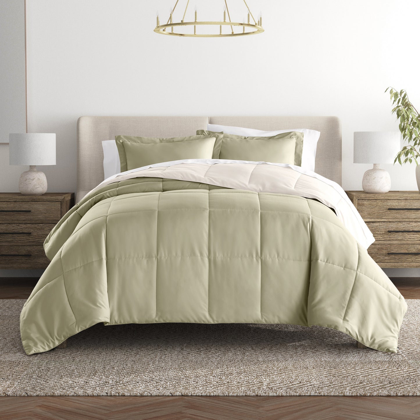 Comforter Set Two-Toned Reversible Microfiber All Season Down-Alternative Ultra Soft Bedding
