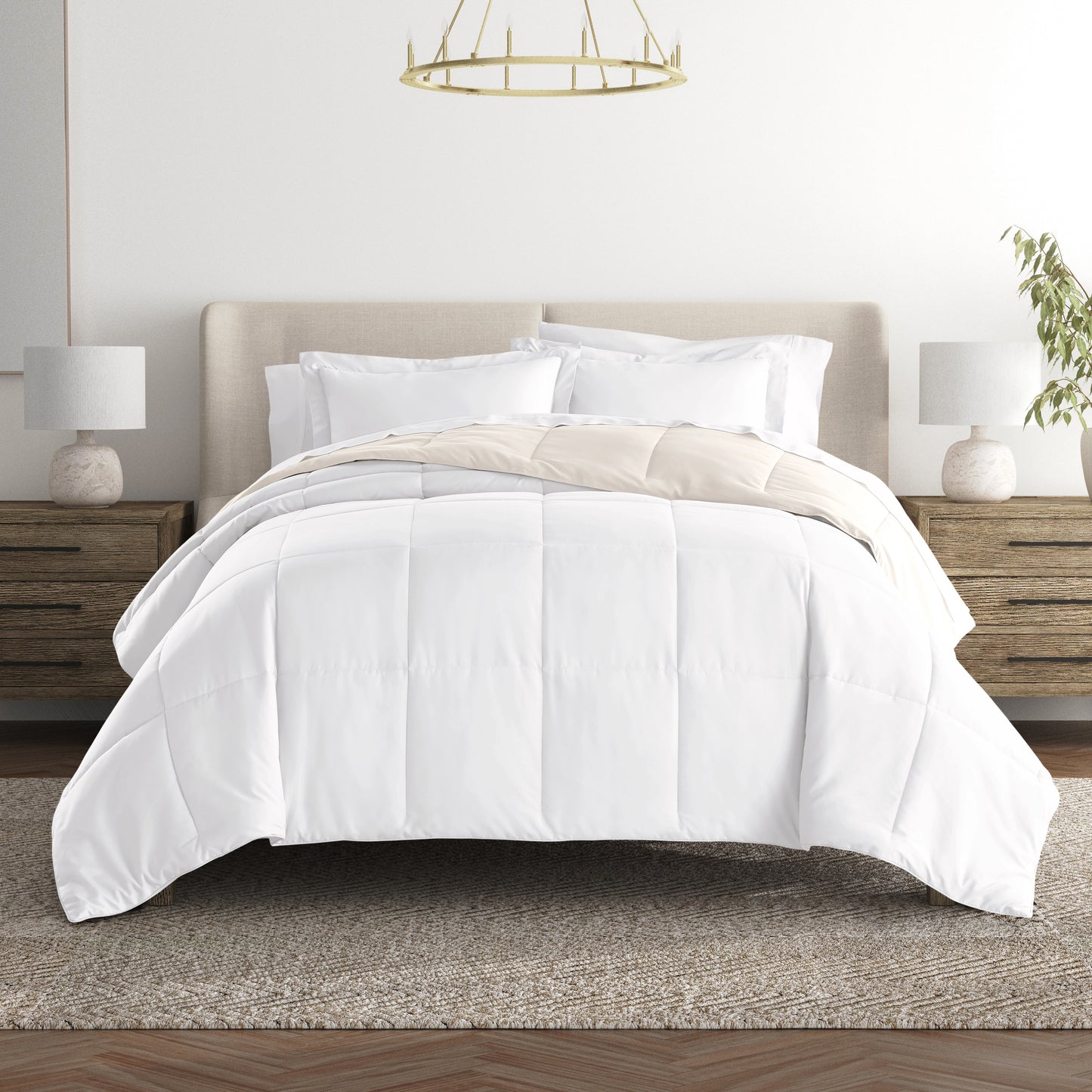 Comforter Set Two-Toned Reversible Microfiber All Season Down-Alternative Ultra Soft Bedding