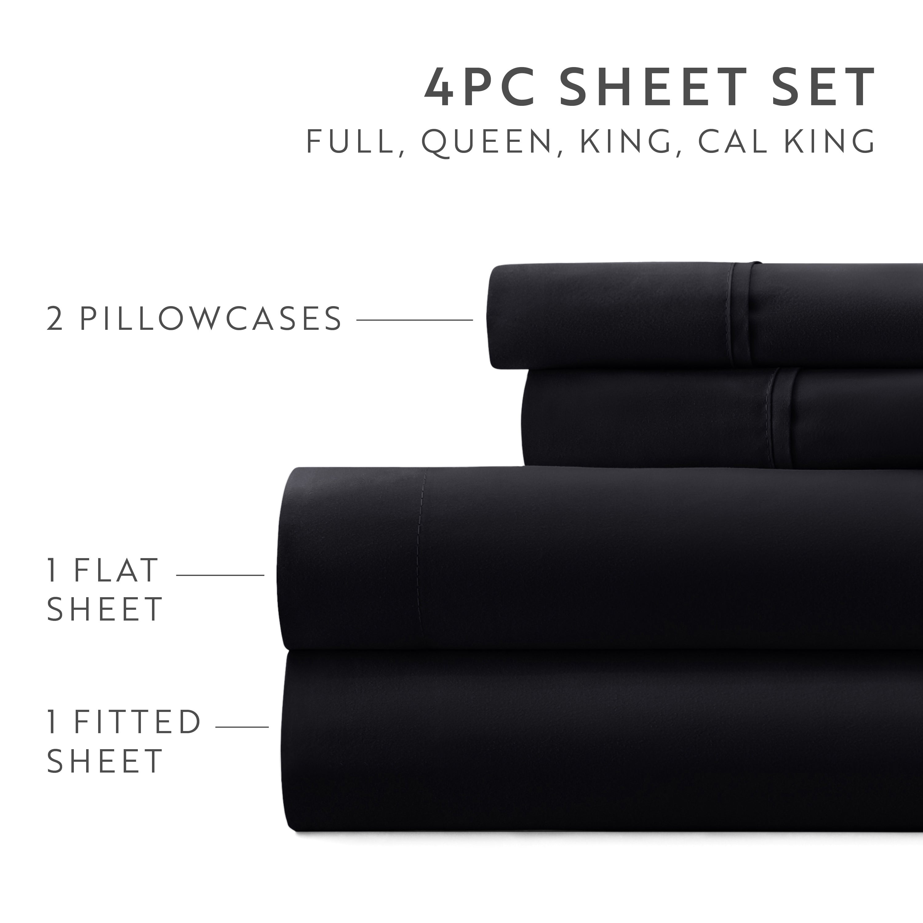 4-Piece Double Brushed Solid Sheet Set