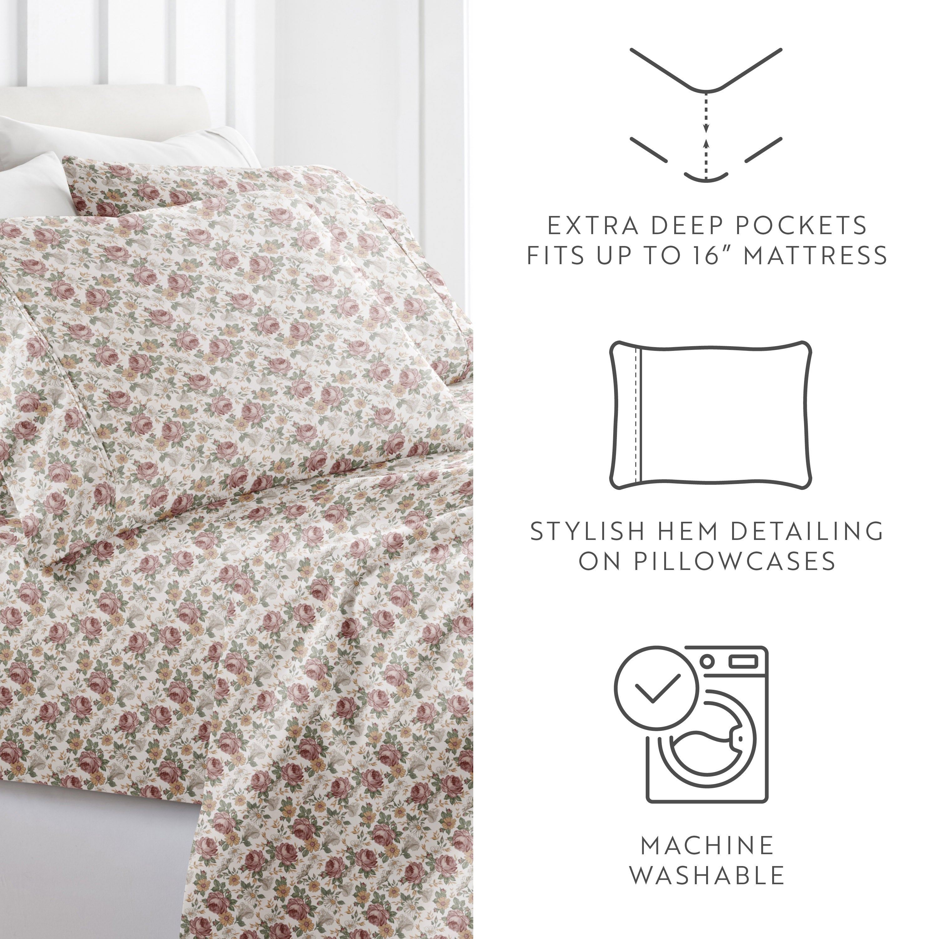 Blooming Floral 4-Piece Patterned Sheet Set