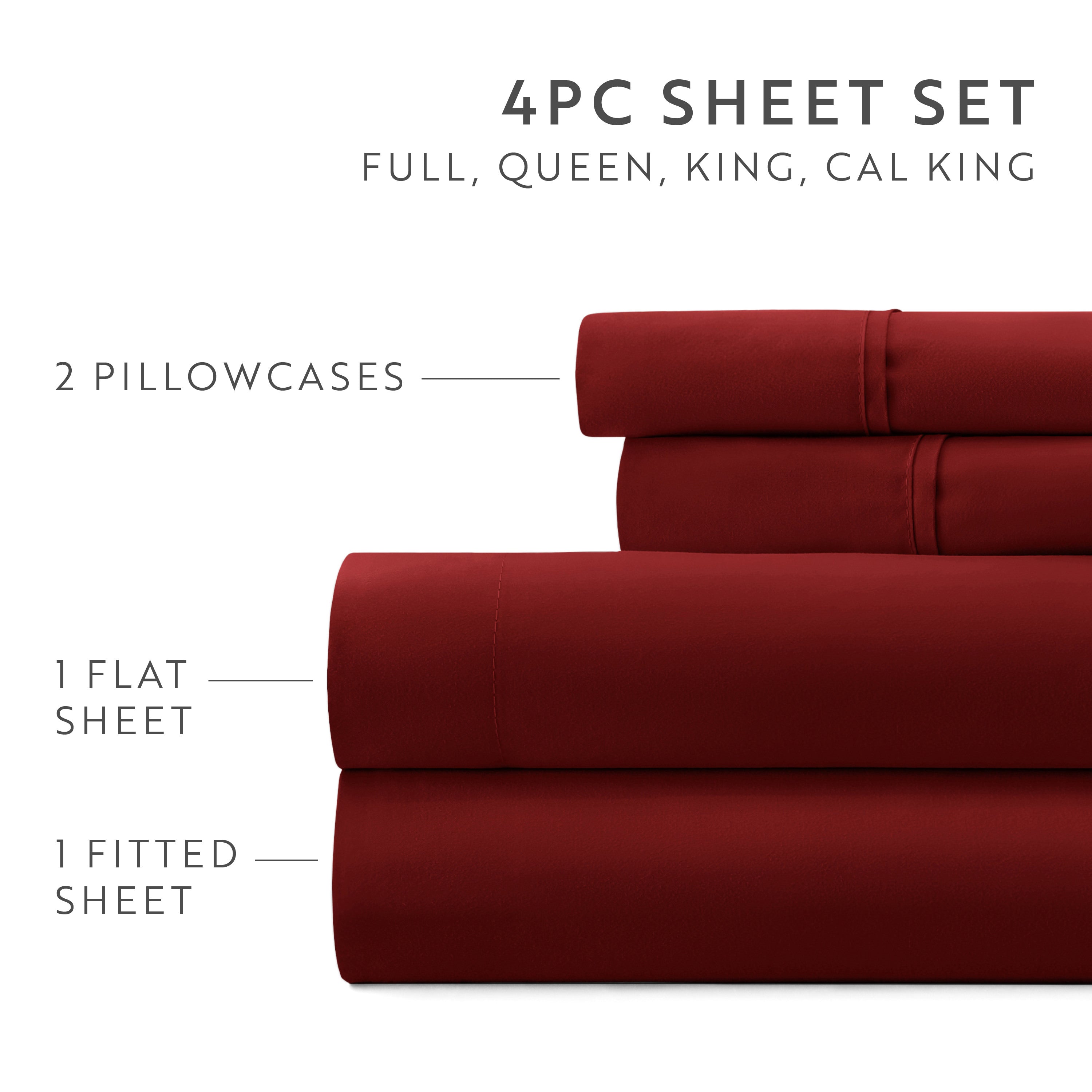 4-Piece Double Brushed Solid Sheet Set