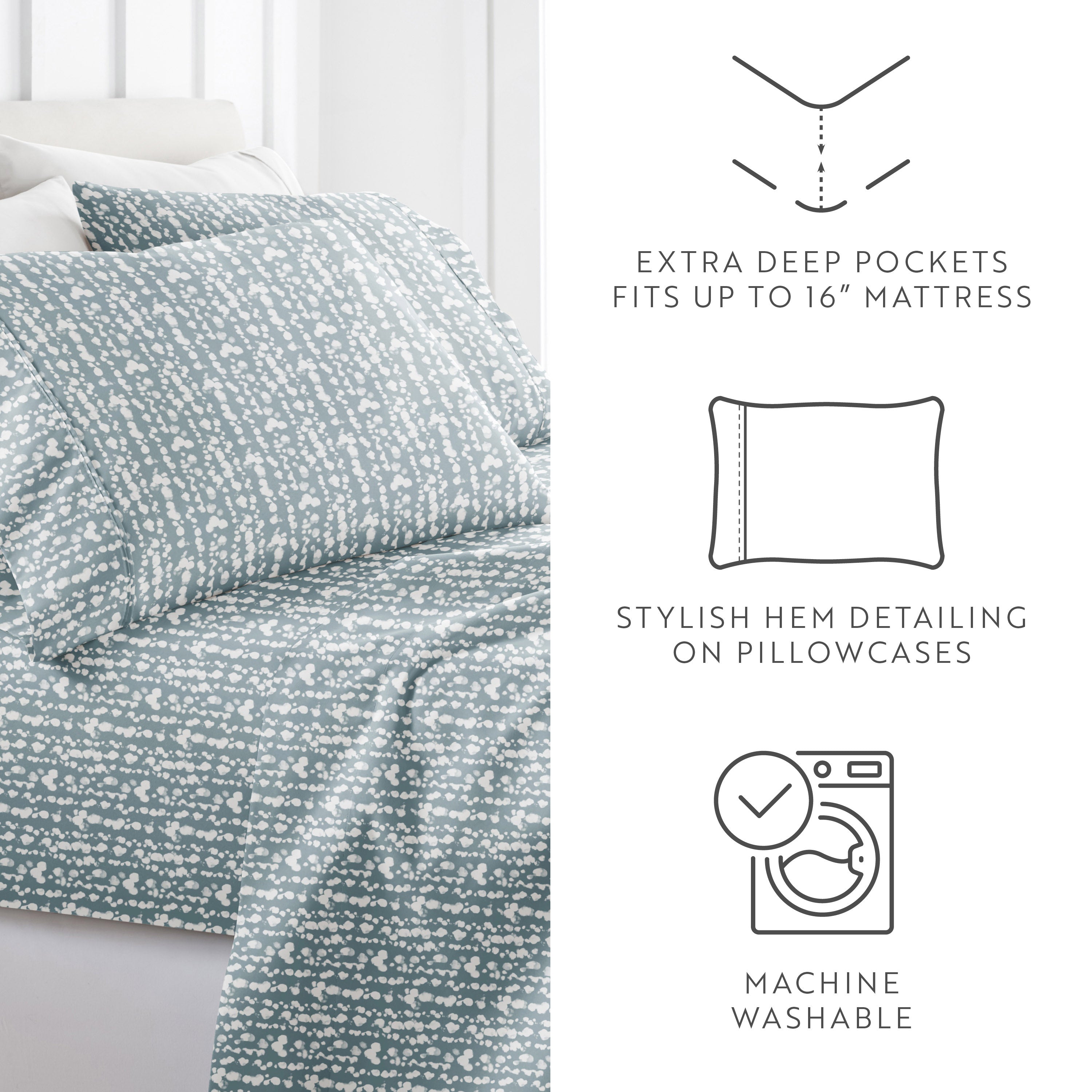 Cloud Burst 4-Piece Patterned Sheet Set