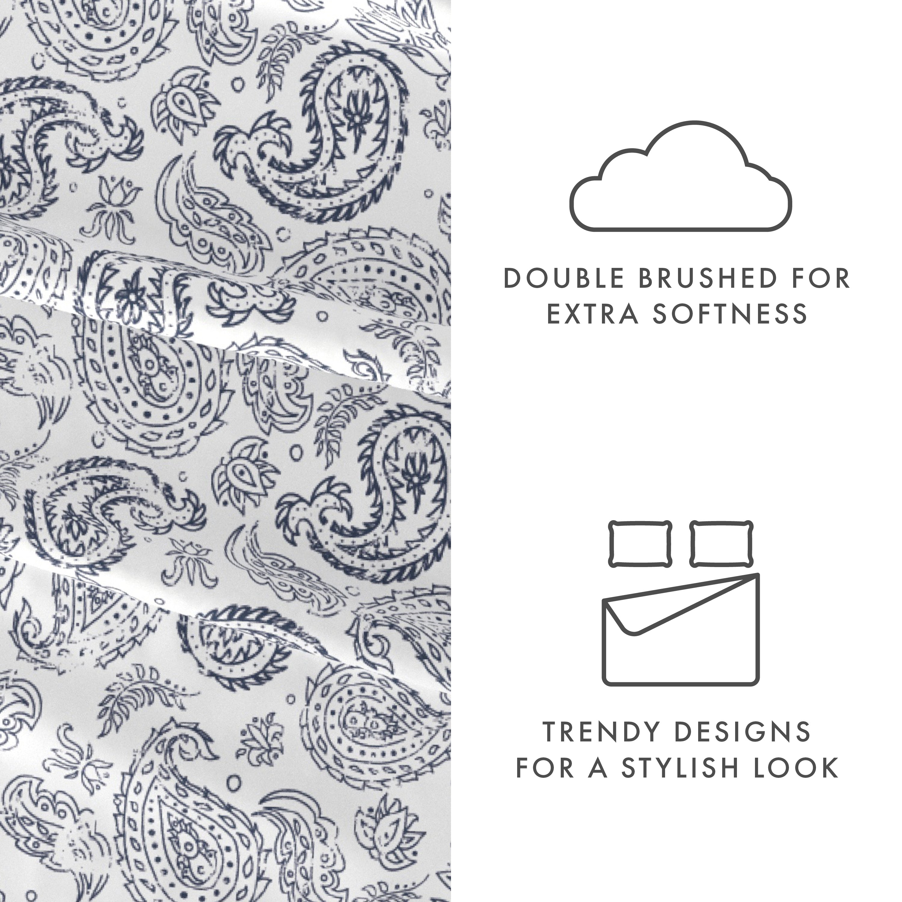 Coarse Paisley 4-Piece Patterned Sheet Set