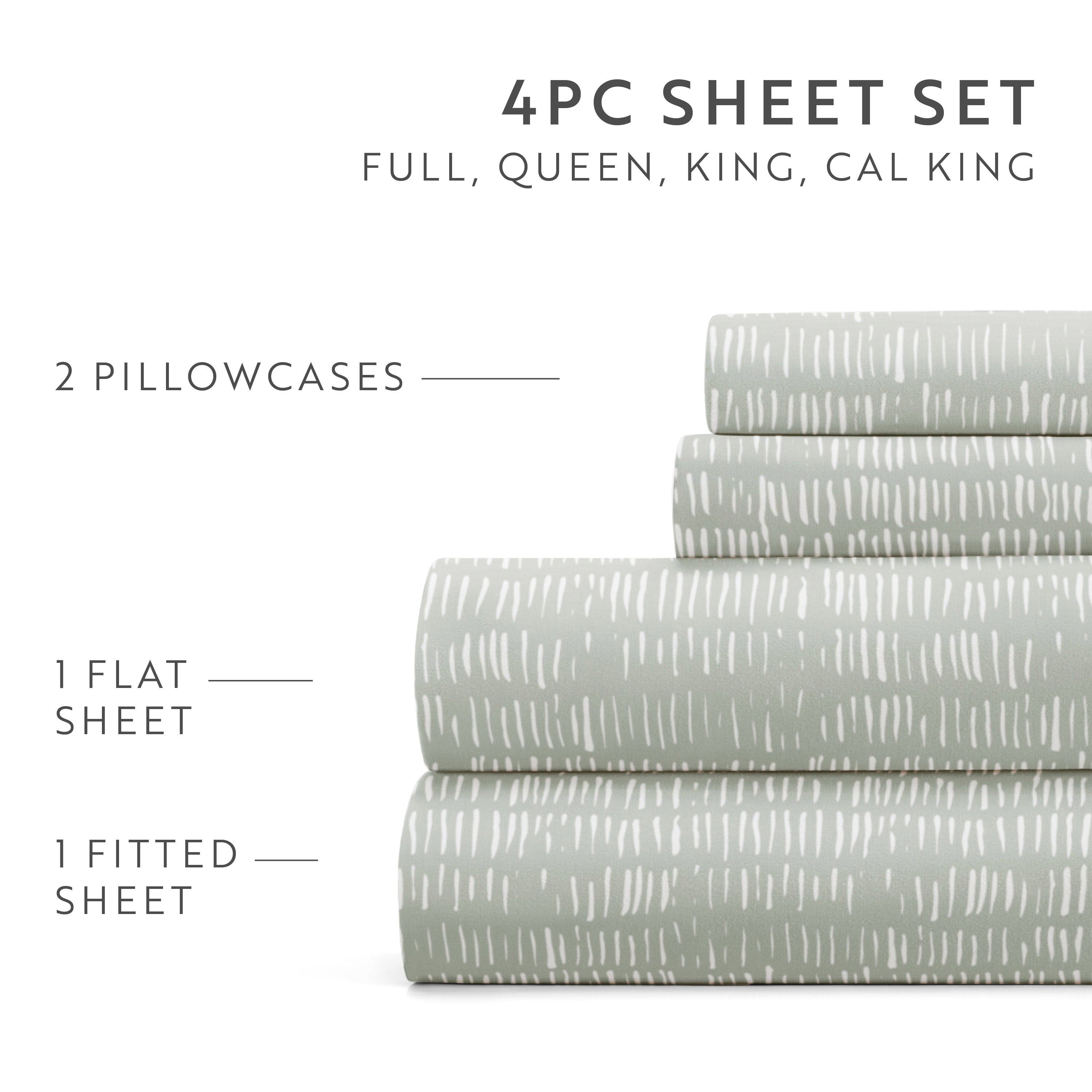 Dashed Lines 4-Piece Patterned Sheet Set