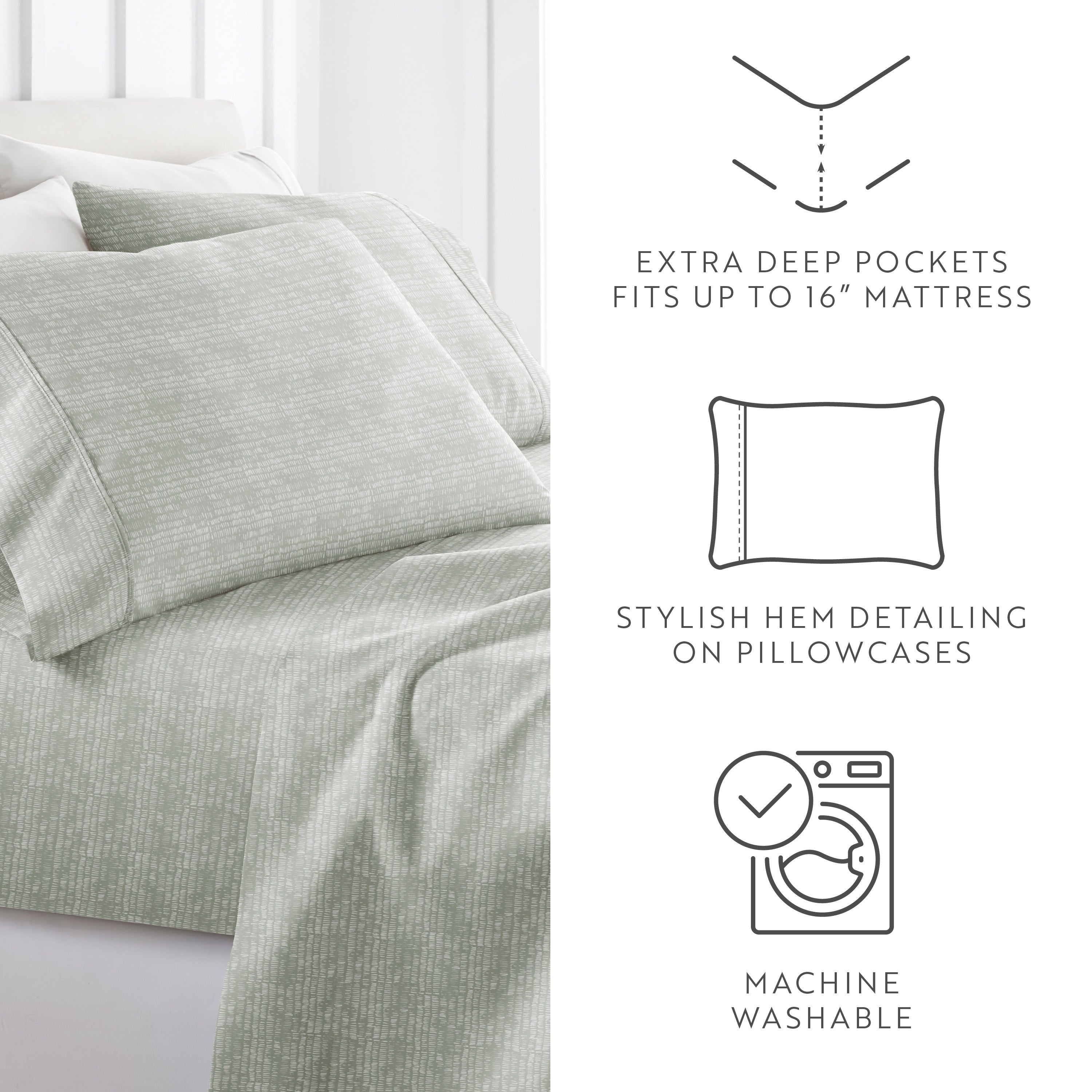 Dashed Lines 4-Piece Patterned Sheet Set
