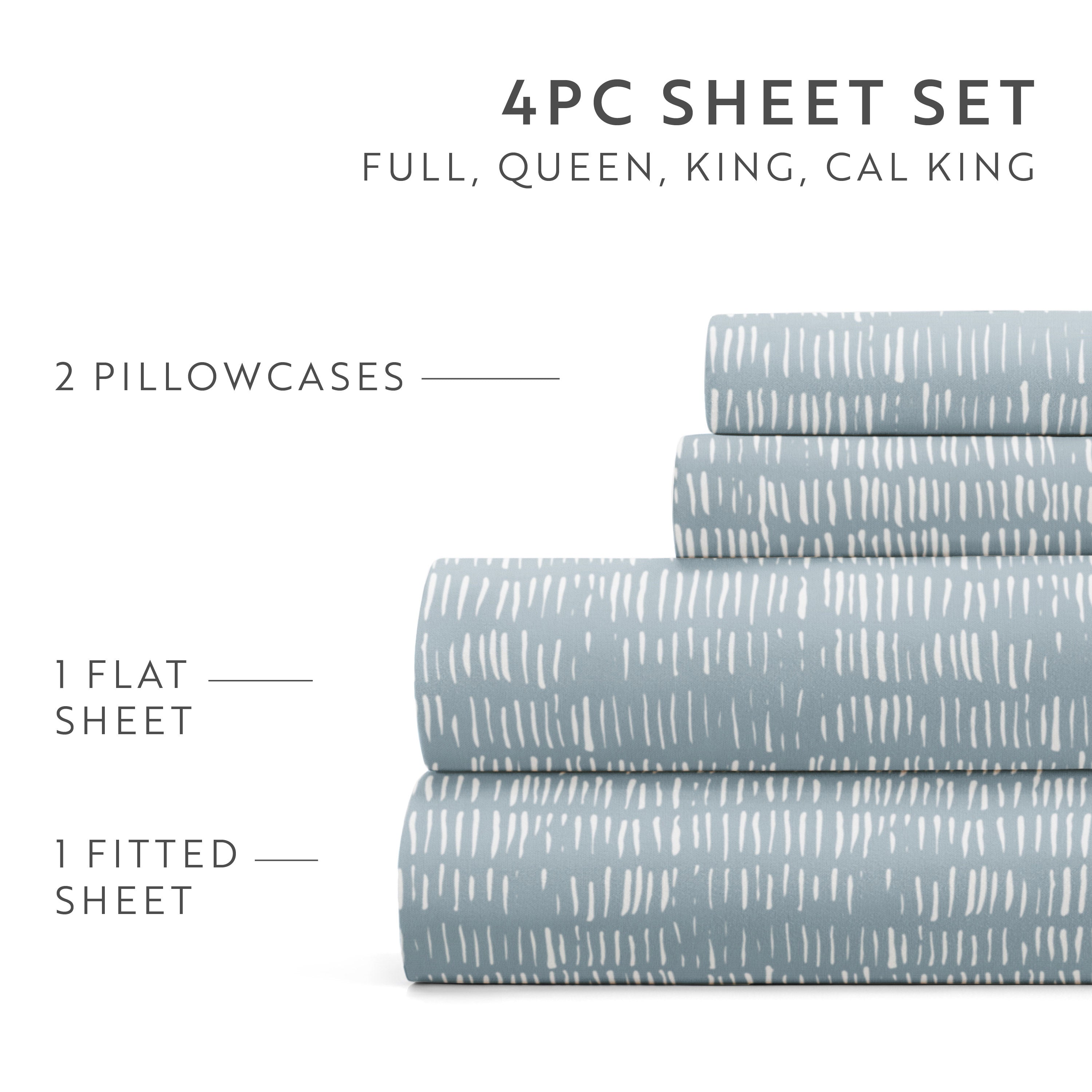 Dashed Lines 4-Piece Patterned Sheet Set