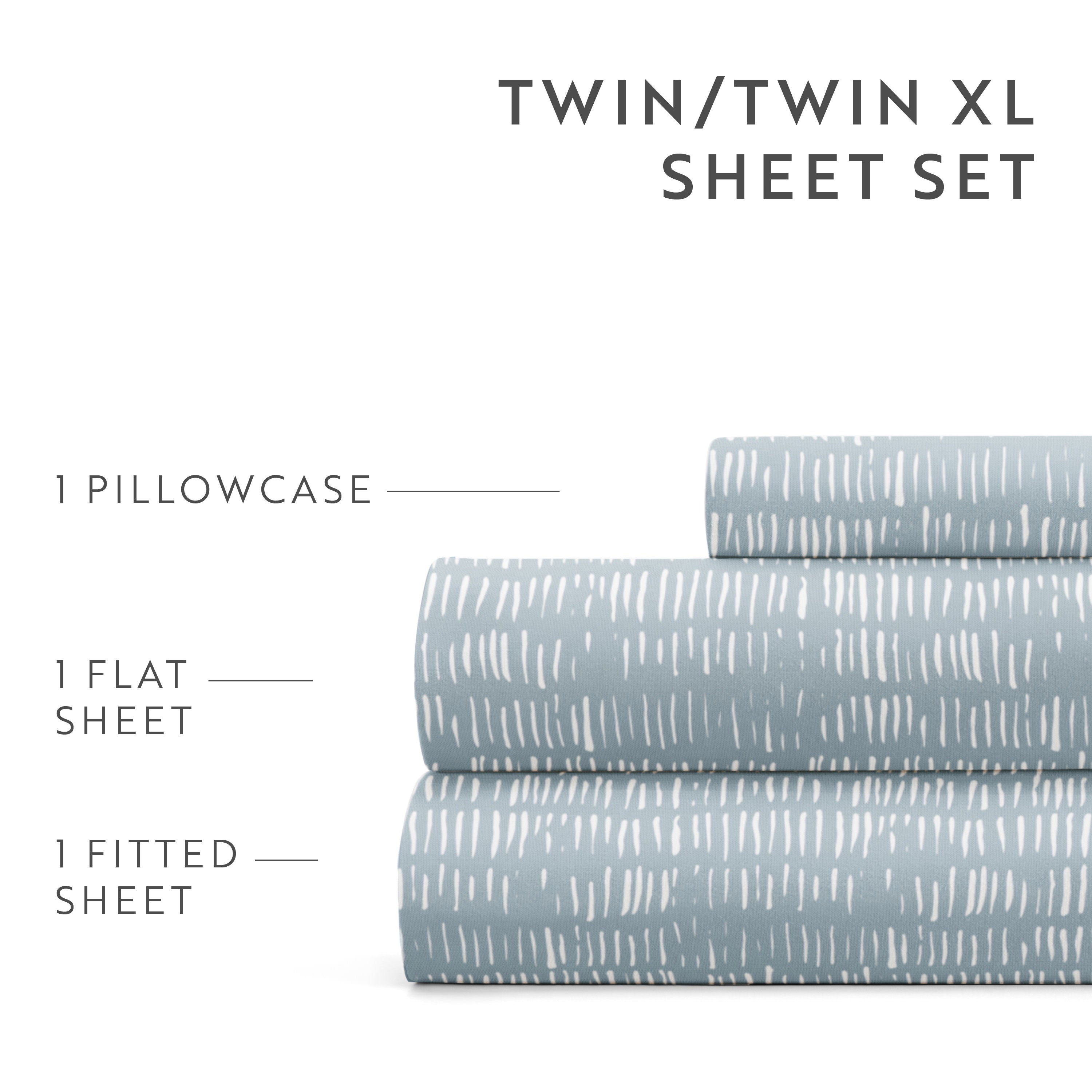 Dashed Lines 4-Piece Patterned Sheet Set