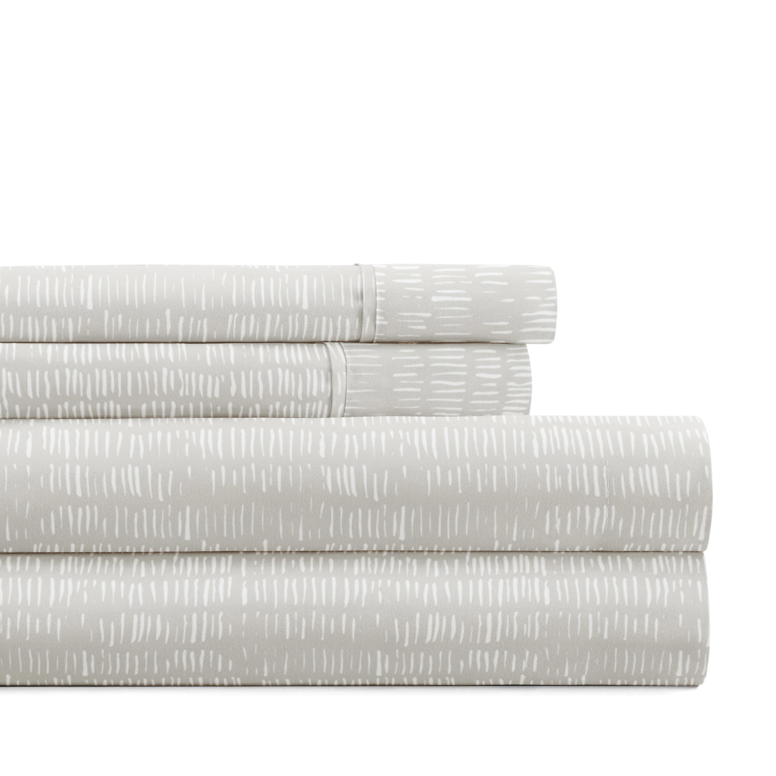 Dashed Lines 4-Piece Patterned Sheet Set