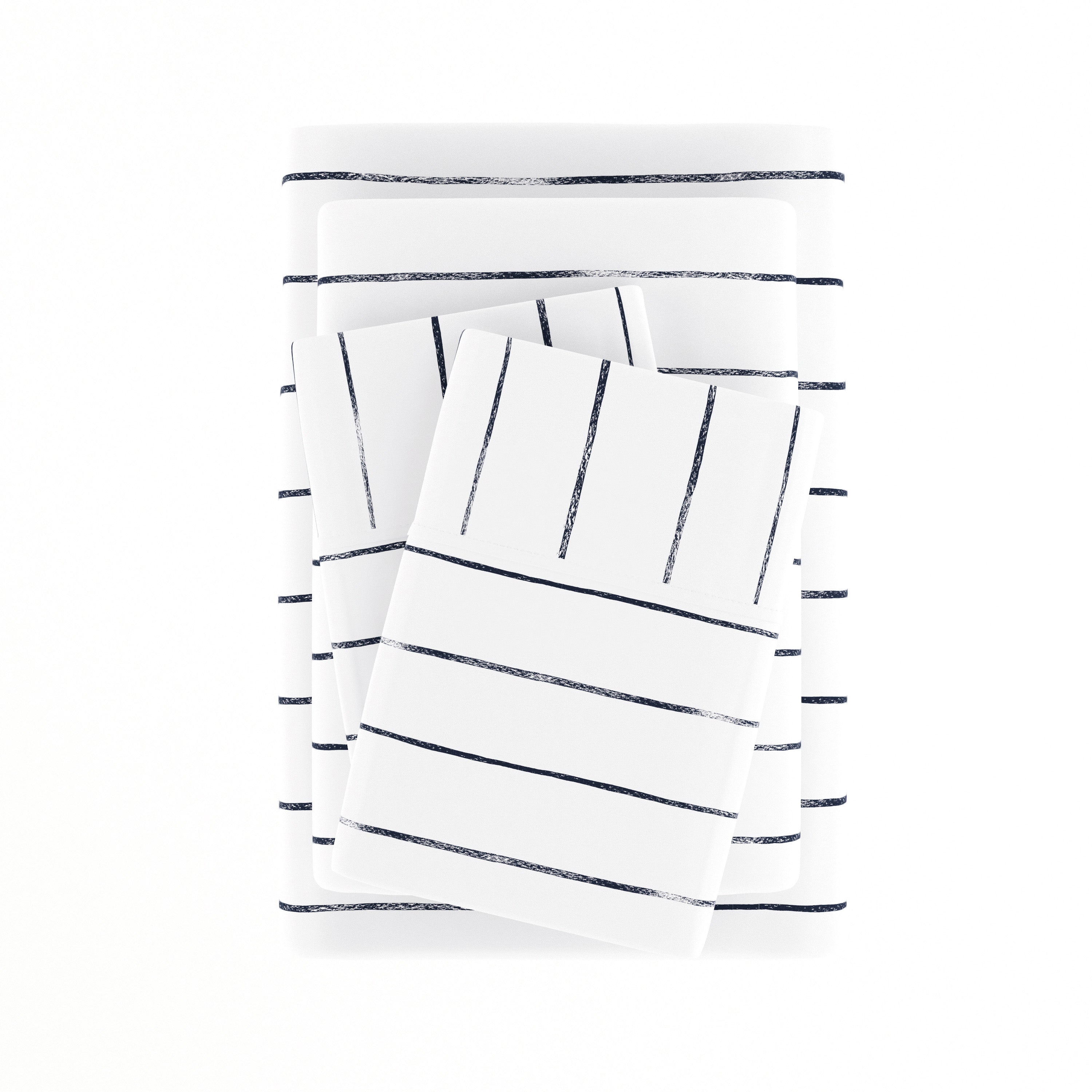 Distressed Field Stripe 4-Piece Patterned Sheet Set