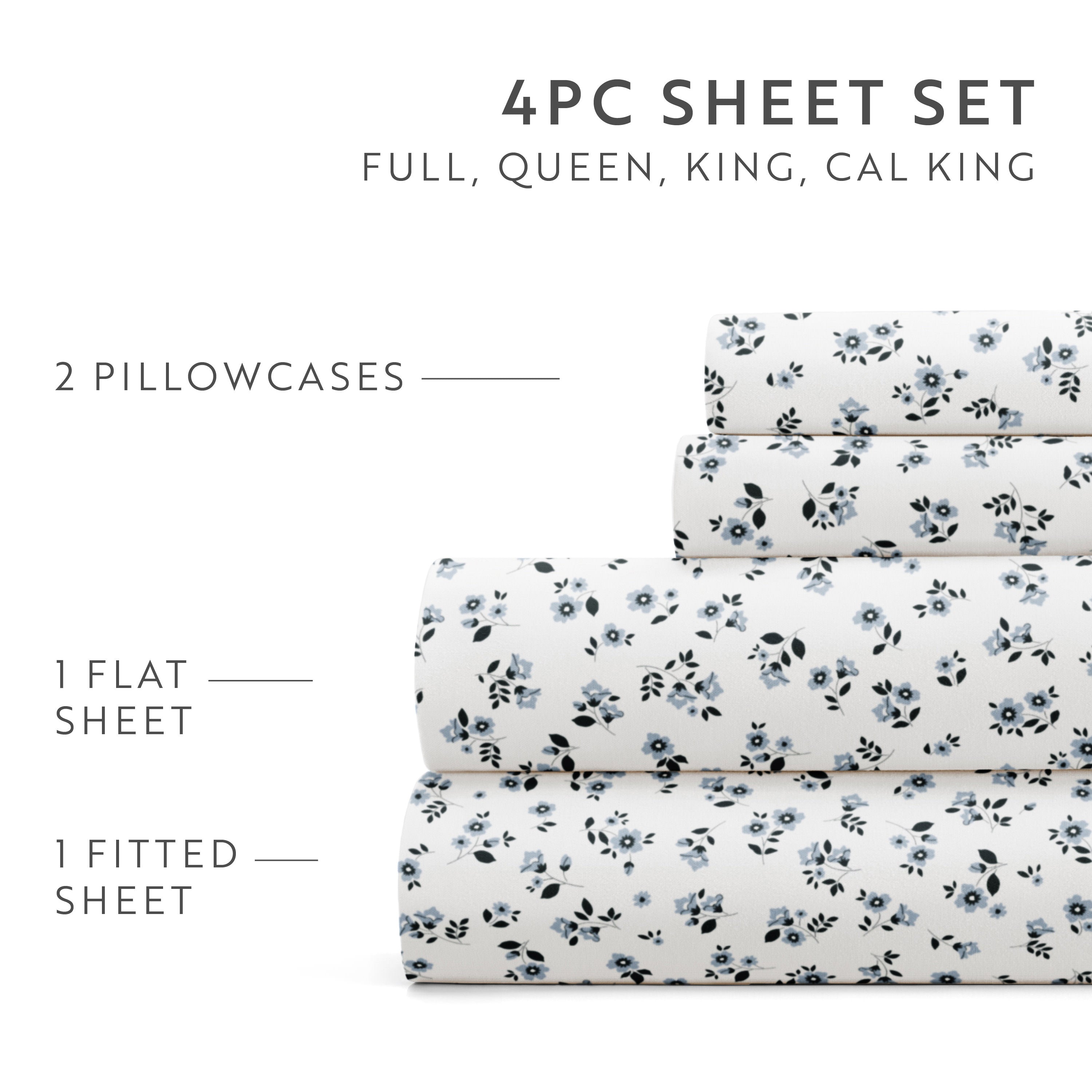 Ditsy Floral 4-Piece Patterned Sheet Set