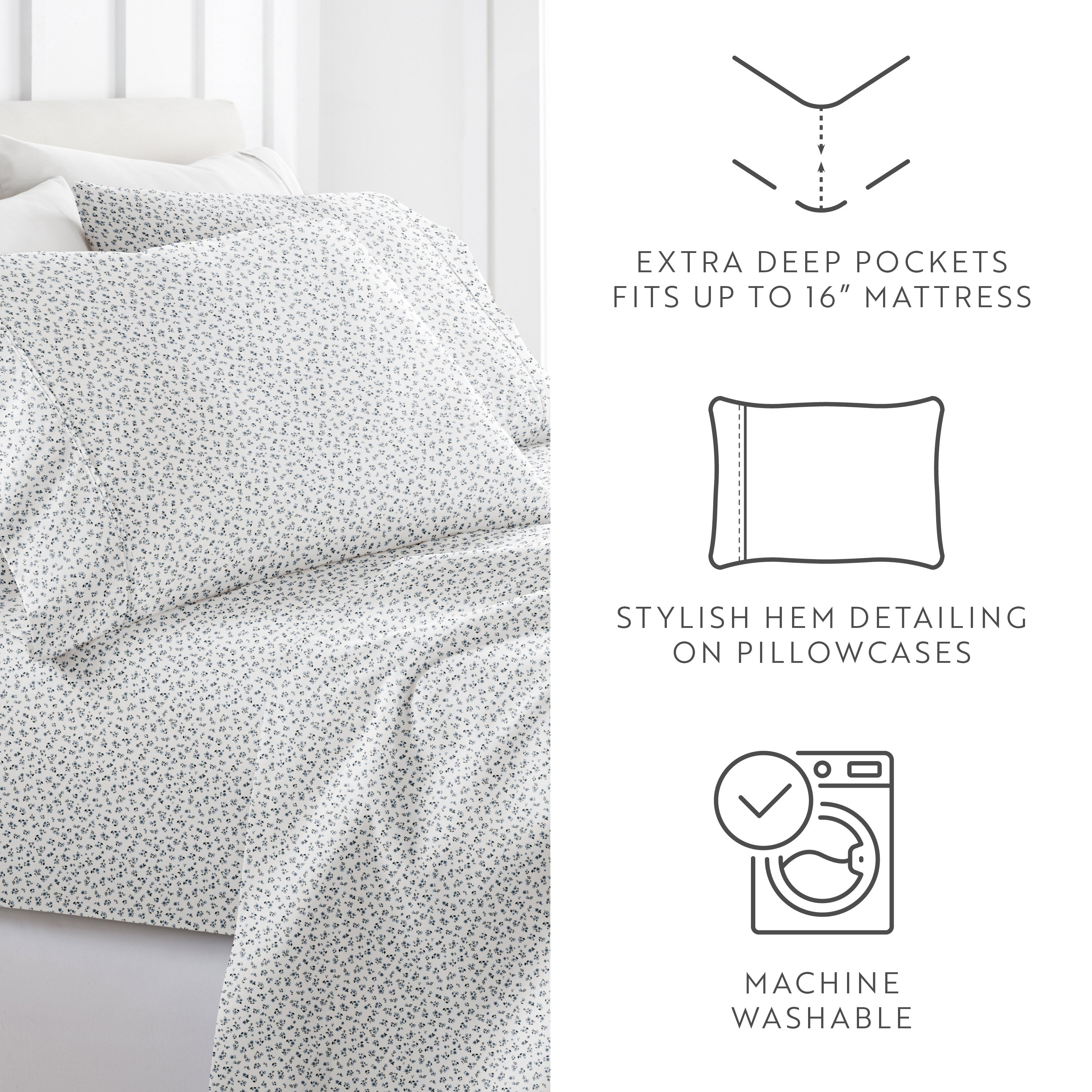 Ditsy Floral 4-Piece Patterned Sheet Set