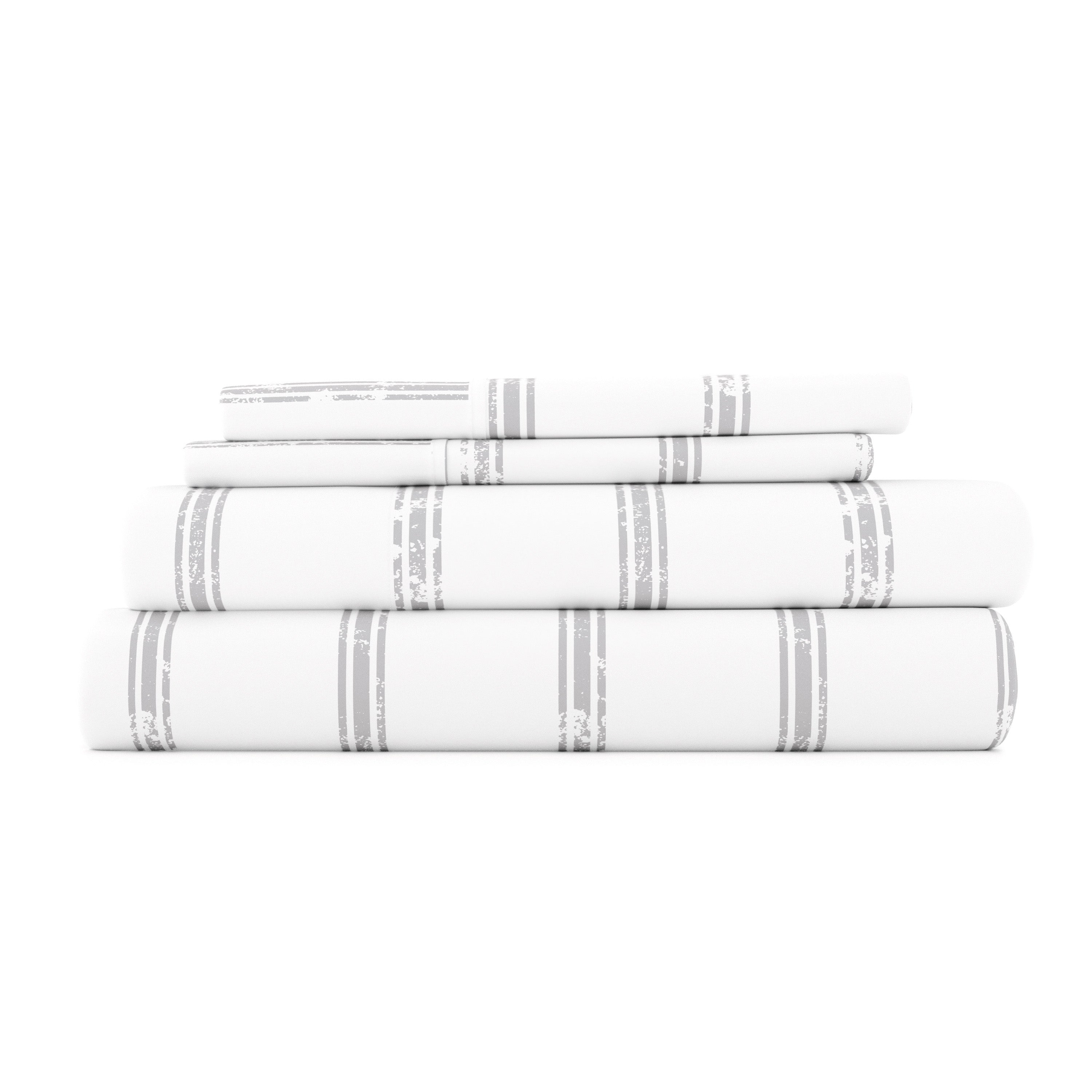 Distressed Line 4-Piece Patterned Sheet Set