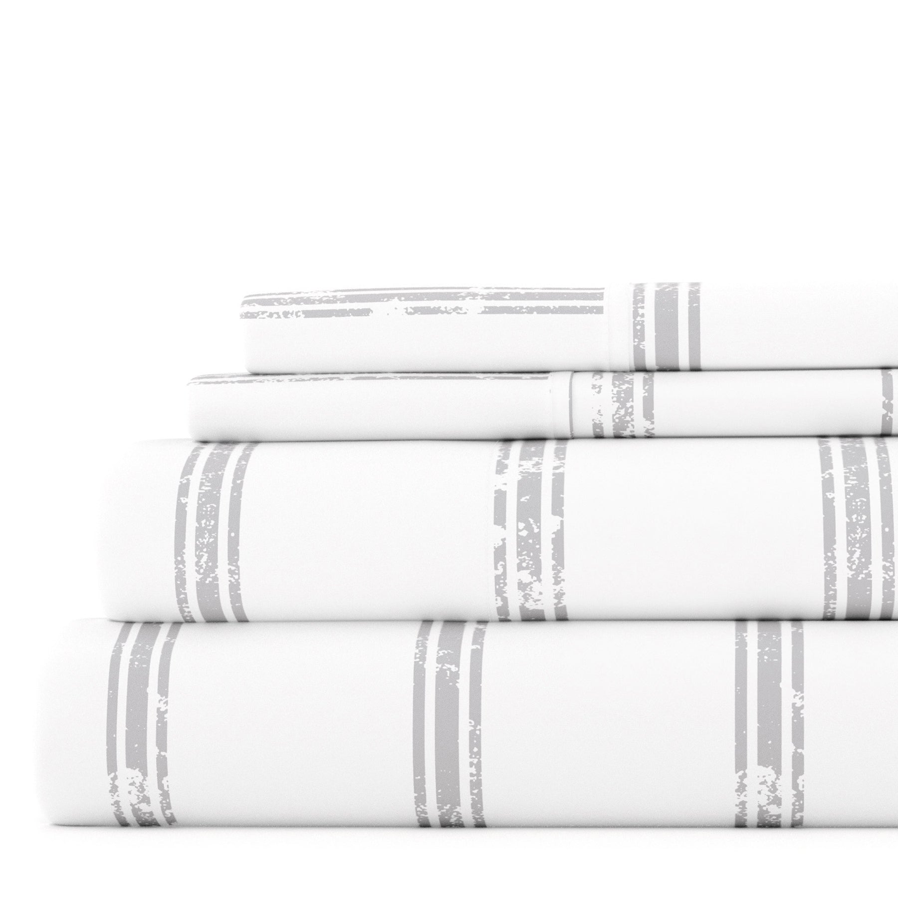 Distressed Line 4-Piece Patterned Sheet Set