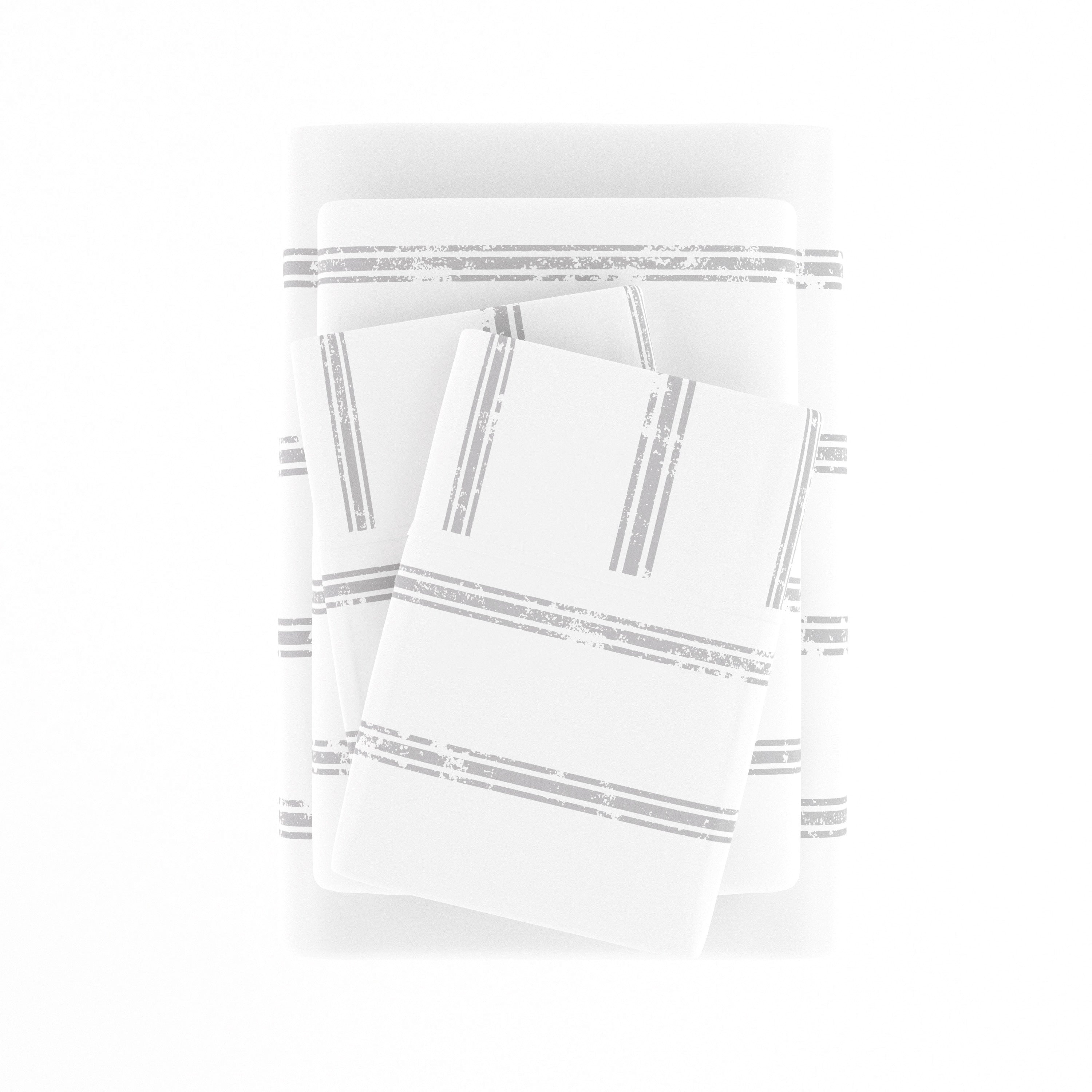 Distressed Line 4-Piece Patterned Sheet Set