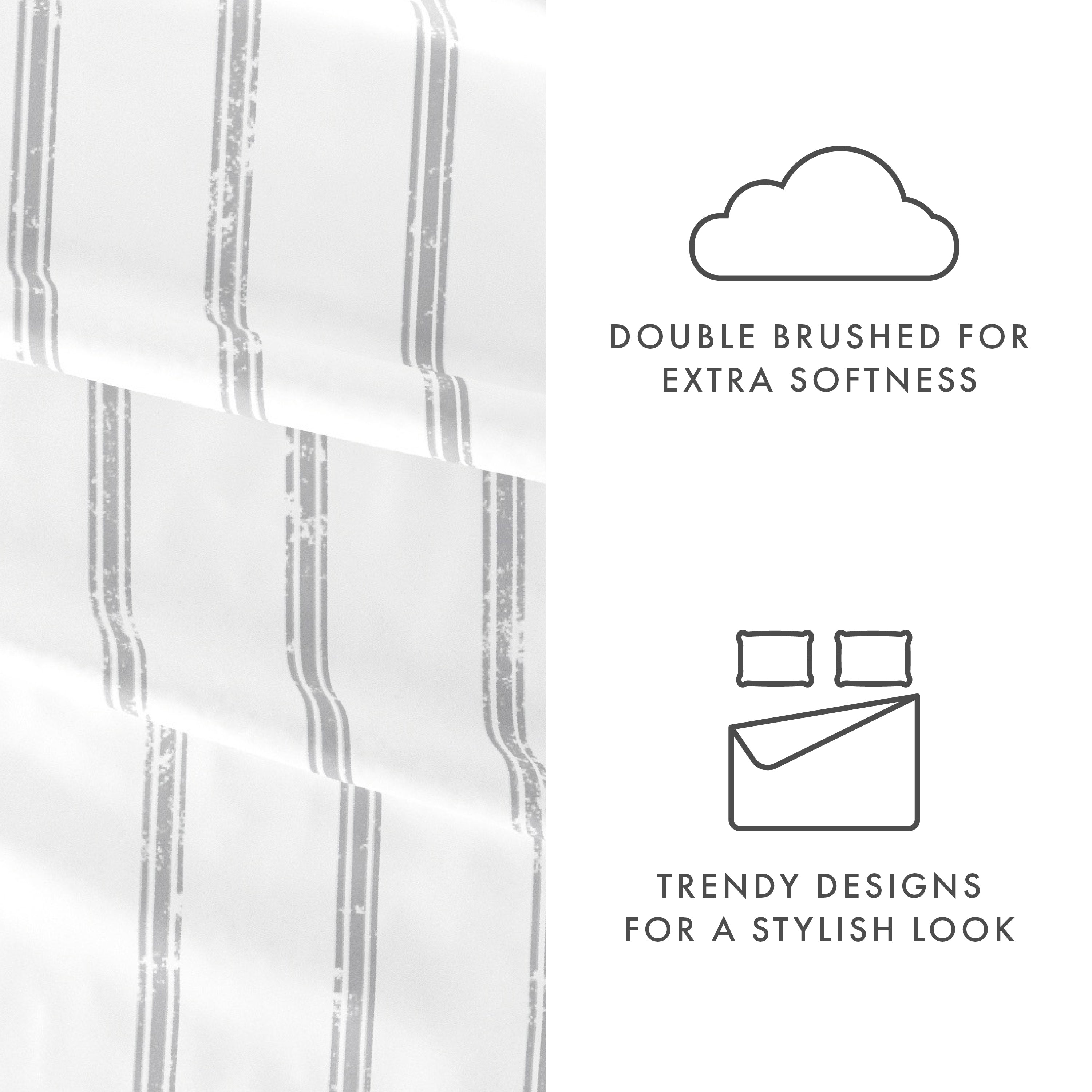 Distressed Line 4-Piece Patterned Sheet Set