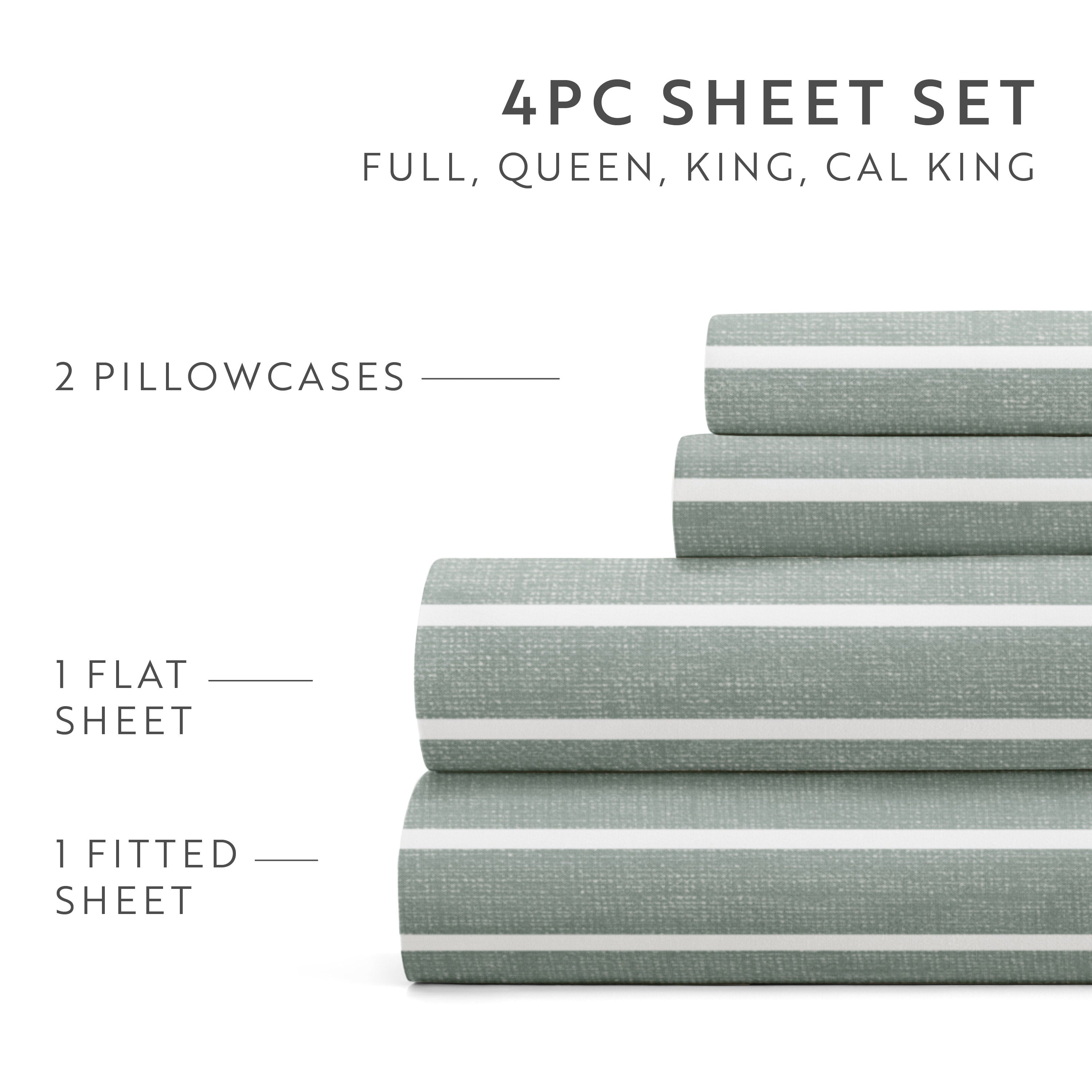 Distressed Awning Stripe 4-Piece Patterned Sheet Set