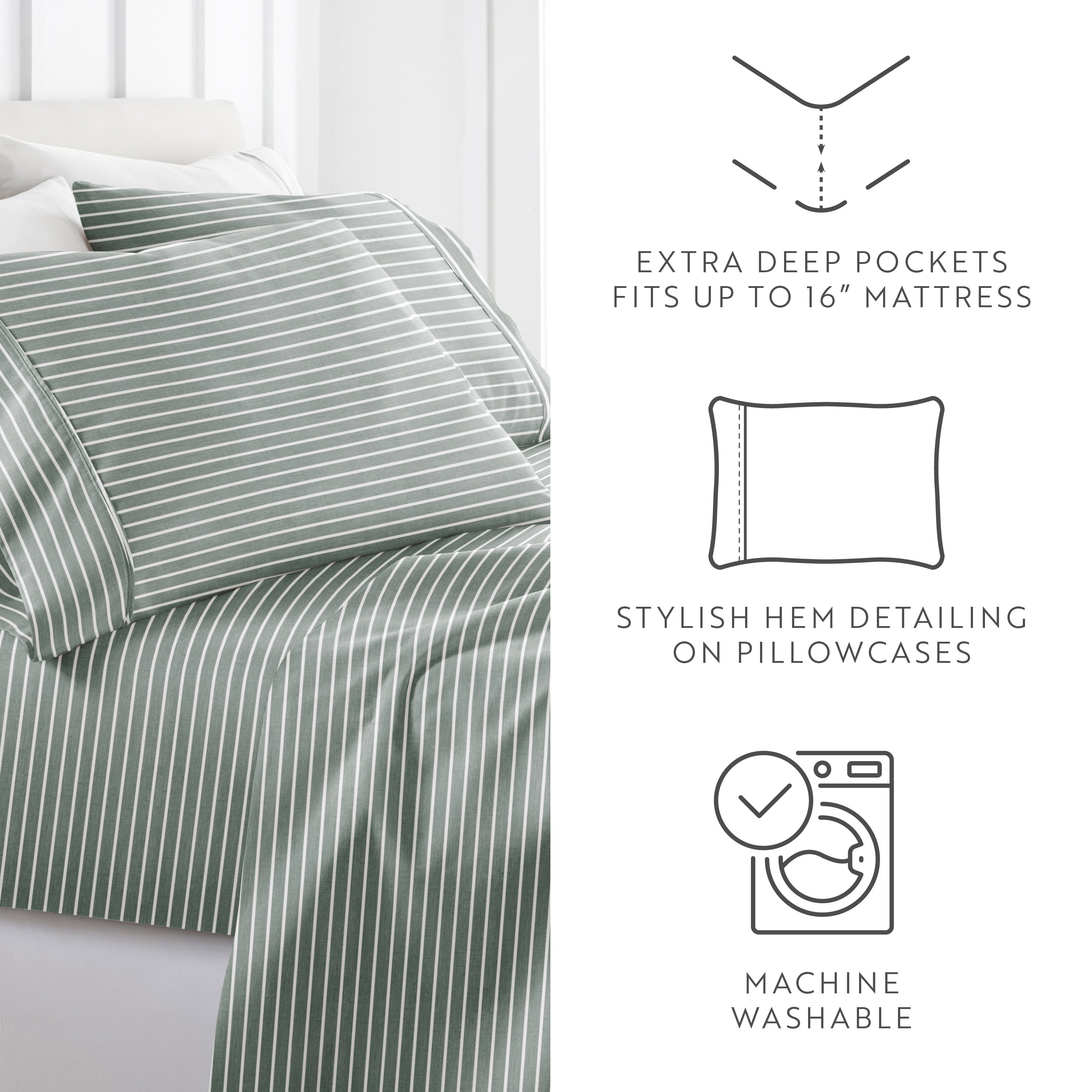 Distressed Awning Stripe 4-Piece Patterned Sheet Set