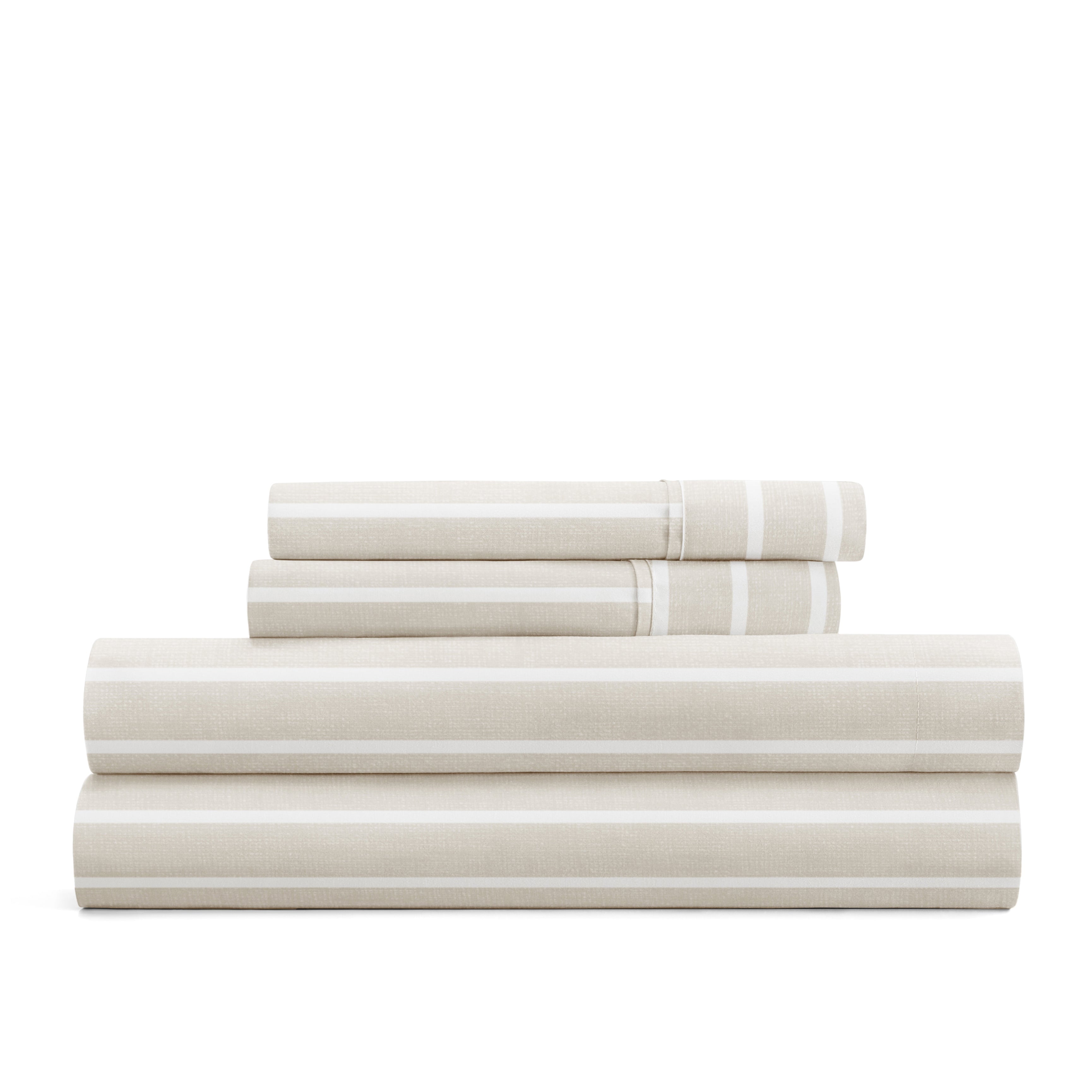 Distressed Awning Stripe 4-Piece Patterned Sheet Set