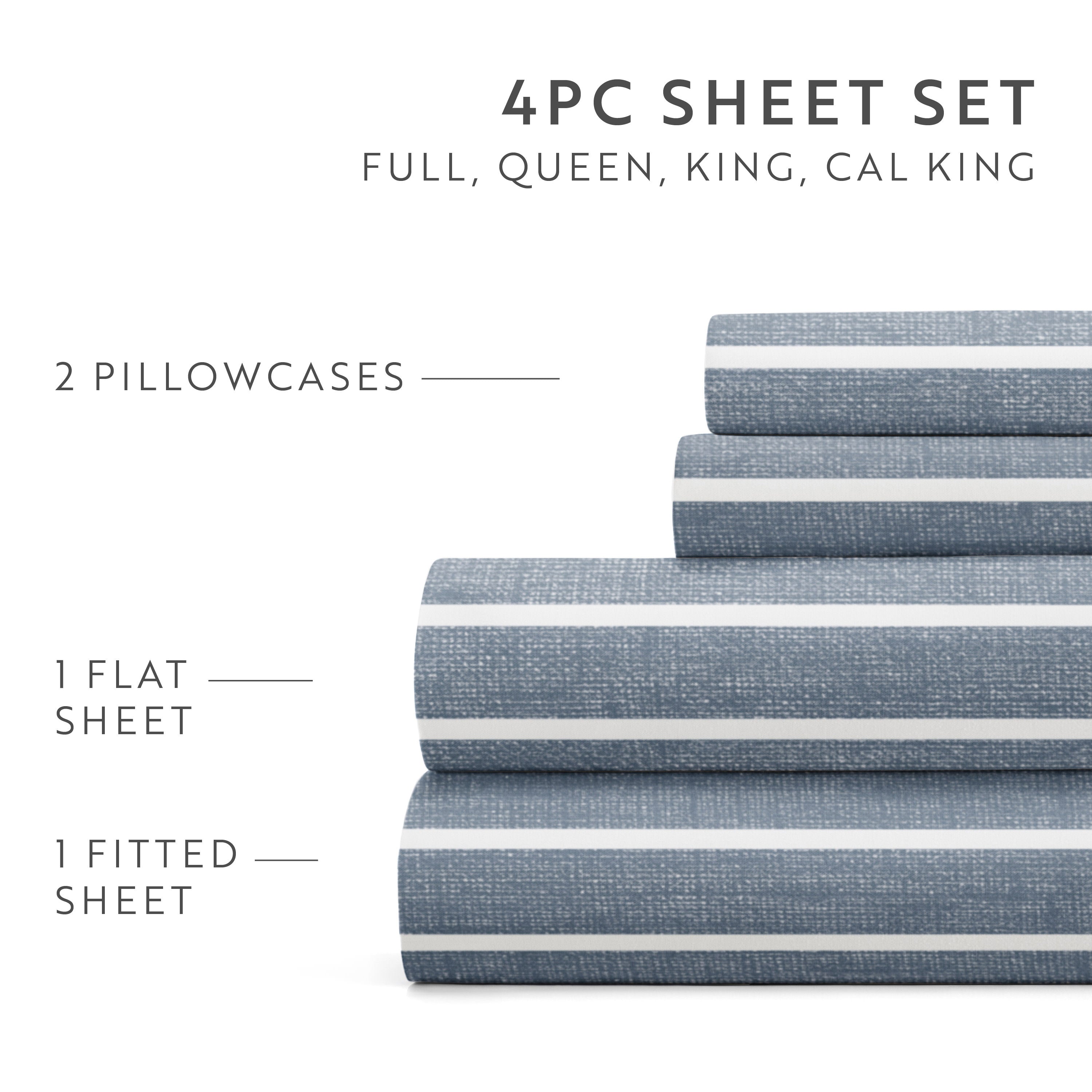 Distressed Awning Stripe 4-Piece Patterned Sheet Set