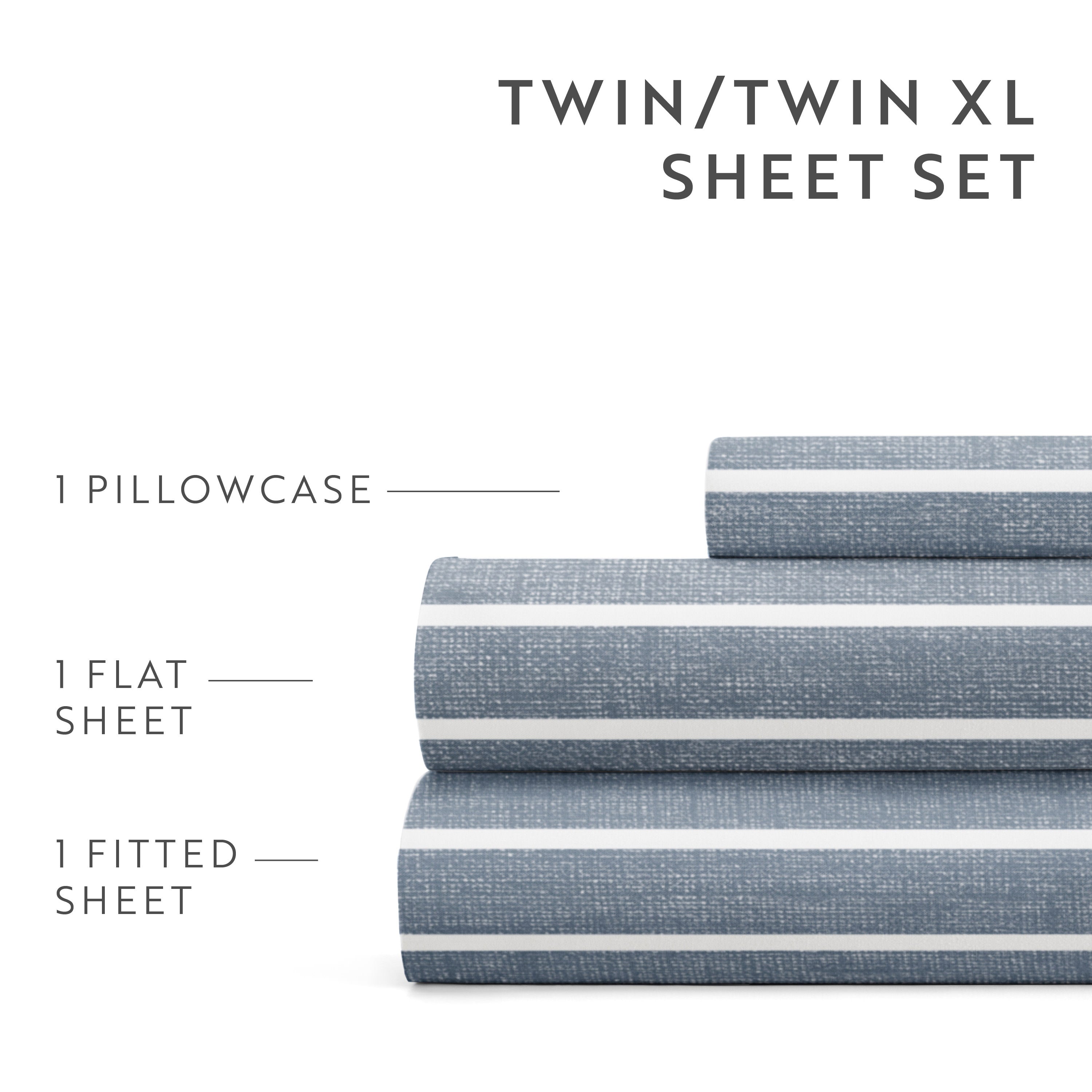 Distressed Awning Stripe 4-Piece Patterned Sheet Set