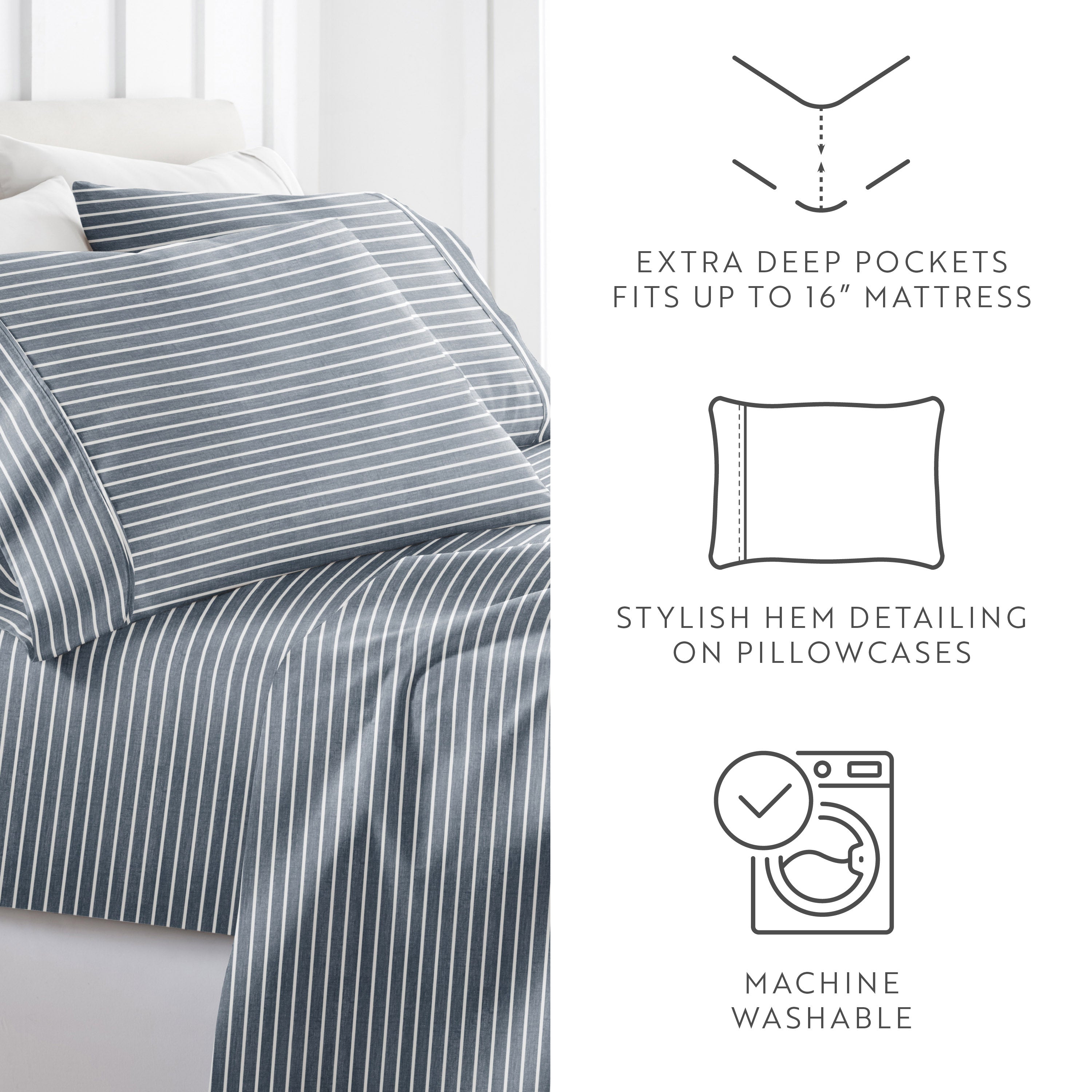 Distressed Awning Stripe 4-Piece Patterned Sheet Set