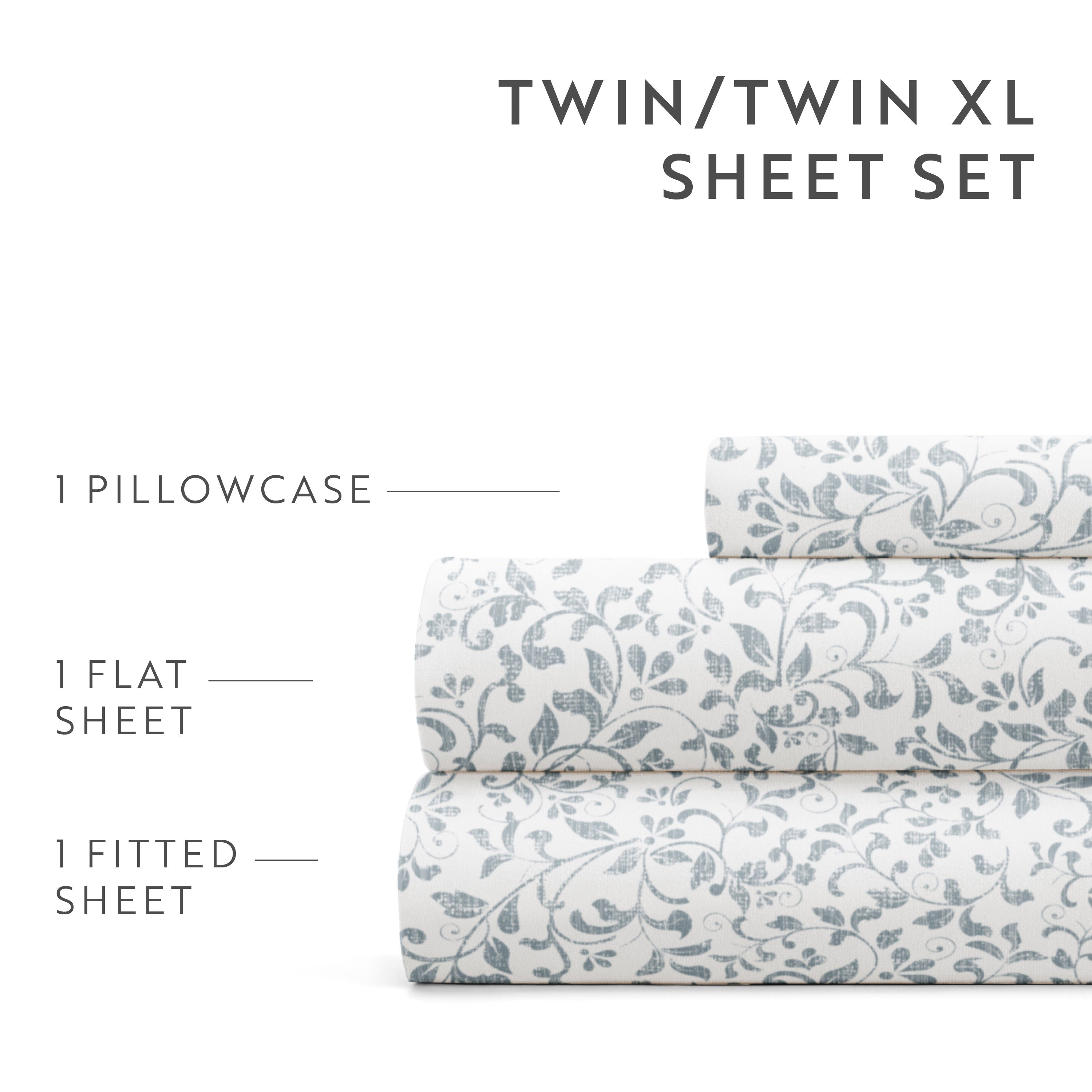 Distressed Vine 4-Piece Patterned Sheet Set