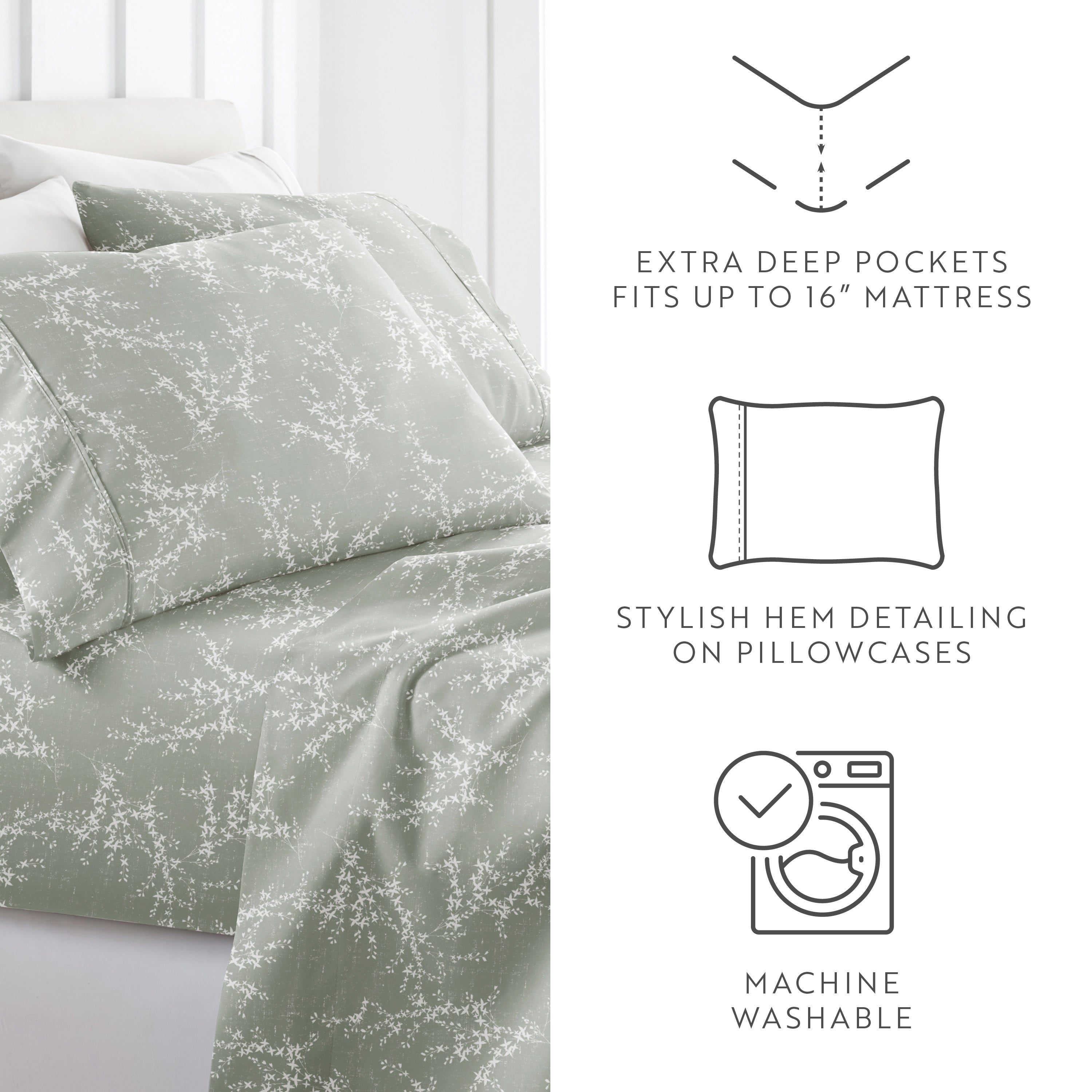 Distressed Willow 4-Piece Patterned Sheet Set