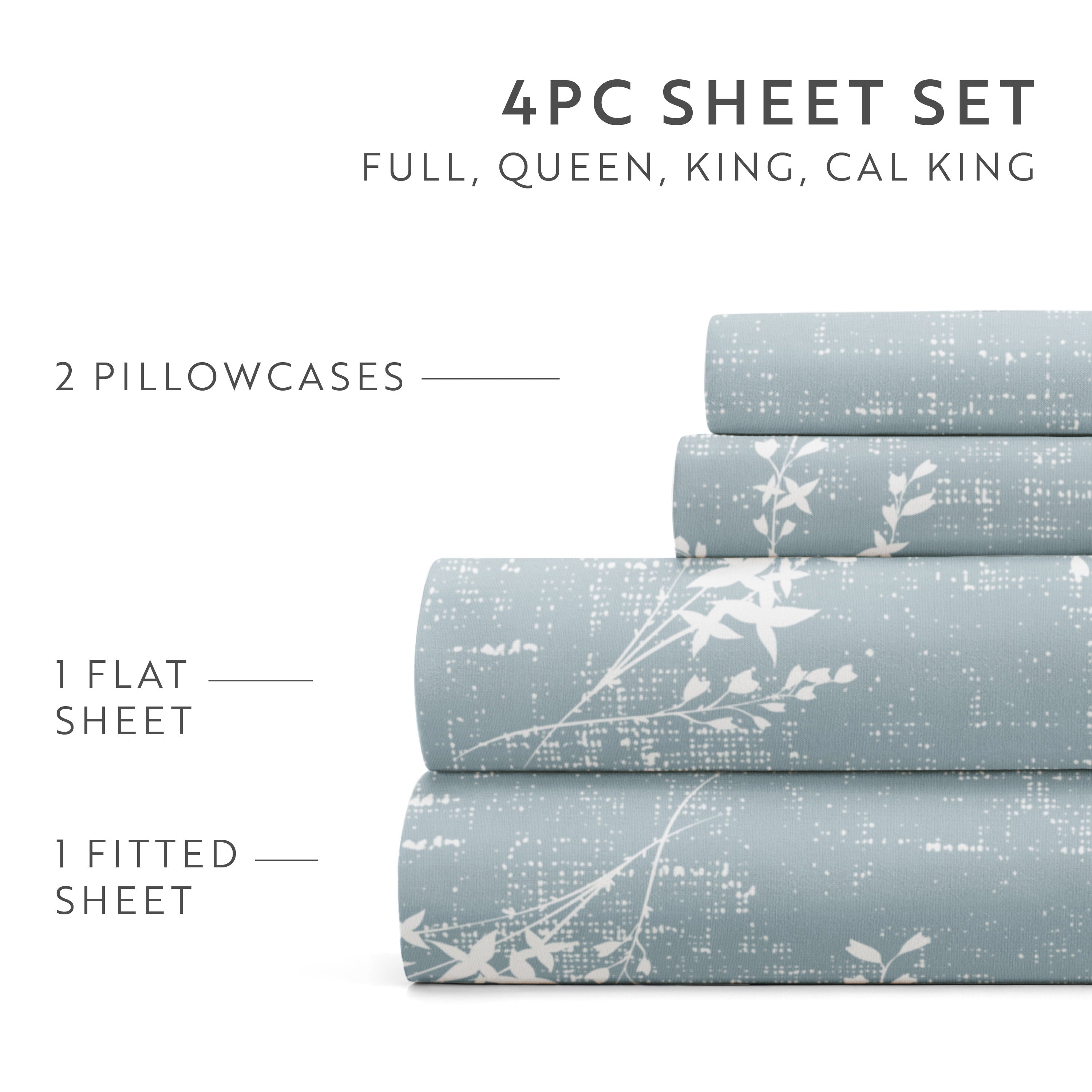 Distressed Willow 4-Piece Patterned Sheet Set