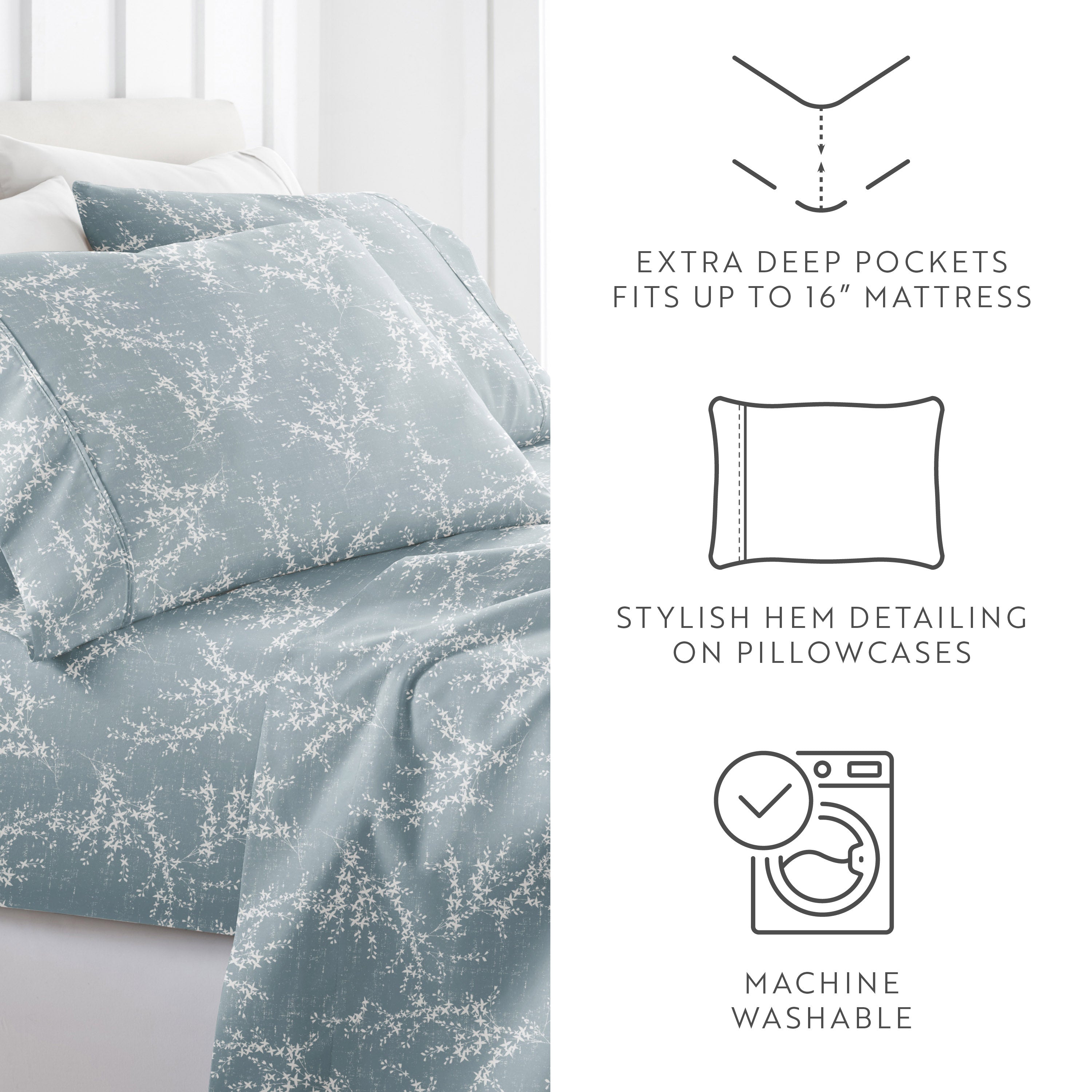 Distressed Willow 4-Piece Patterned Sheet Set