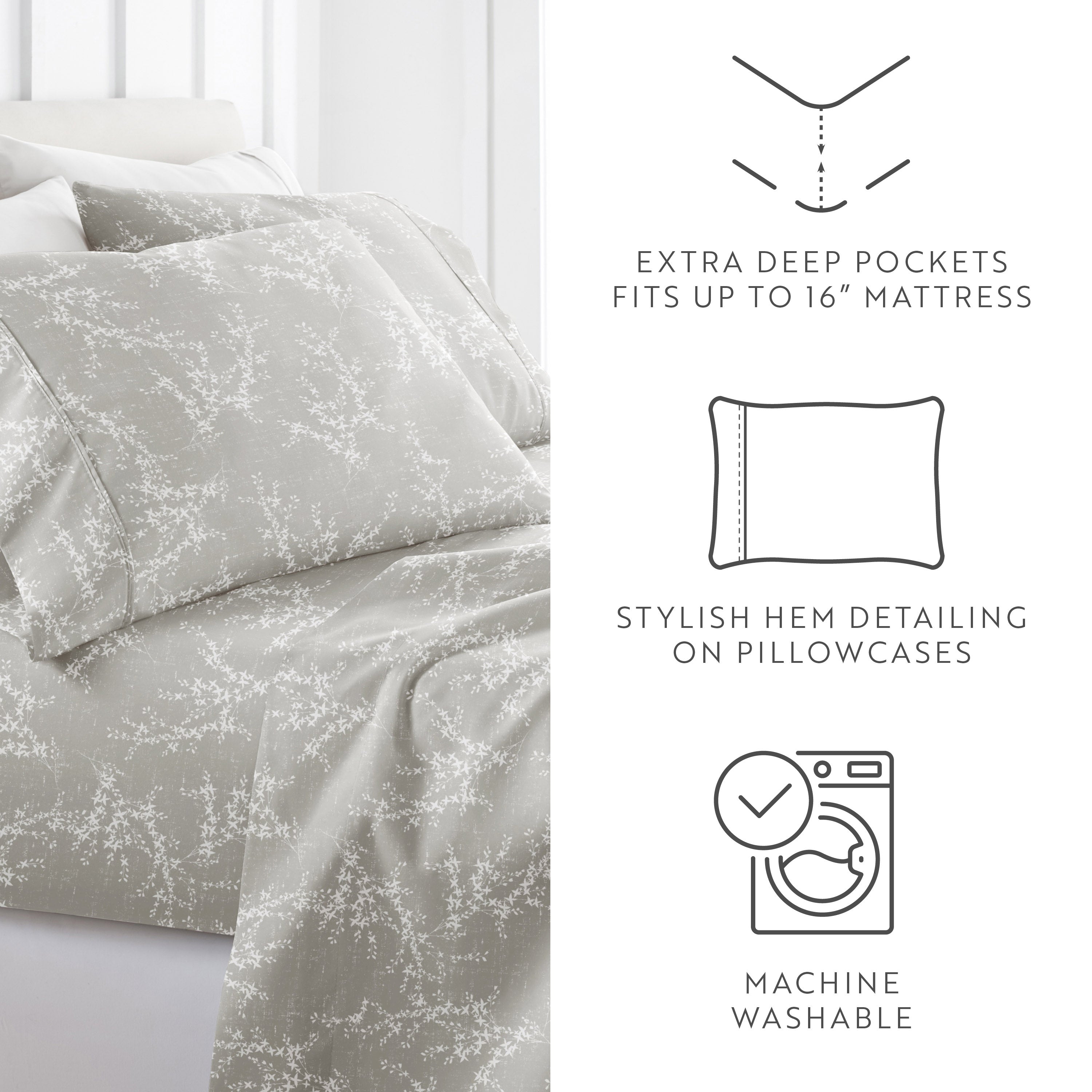 Distressed Willow 4-Piece Patterned Sheet Set