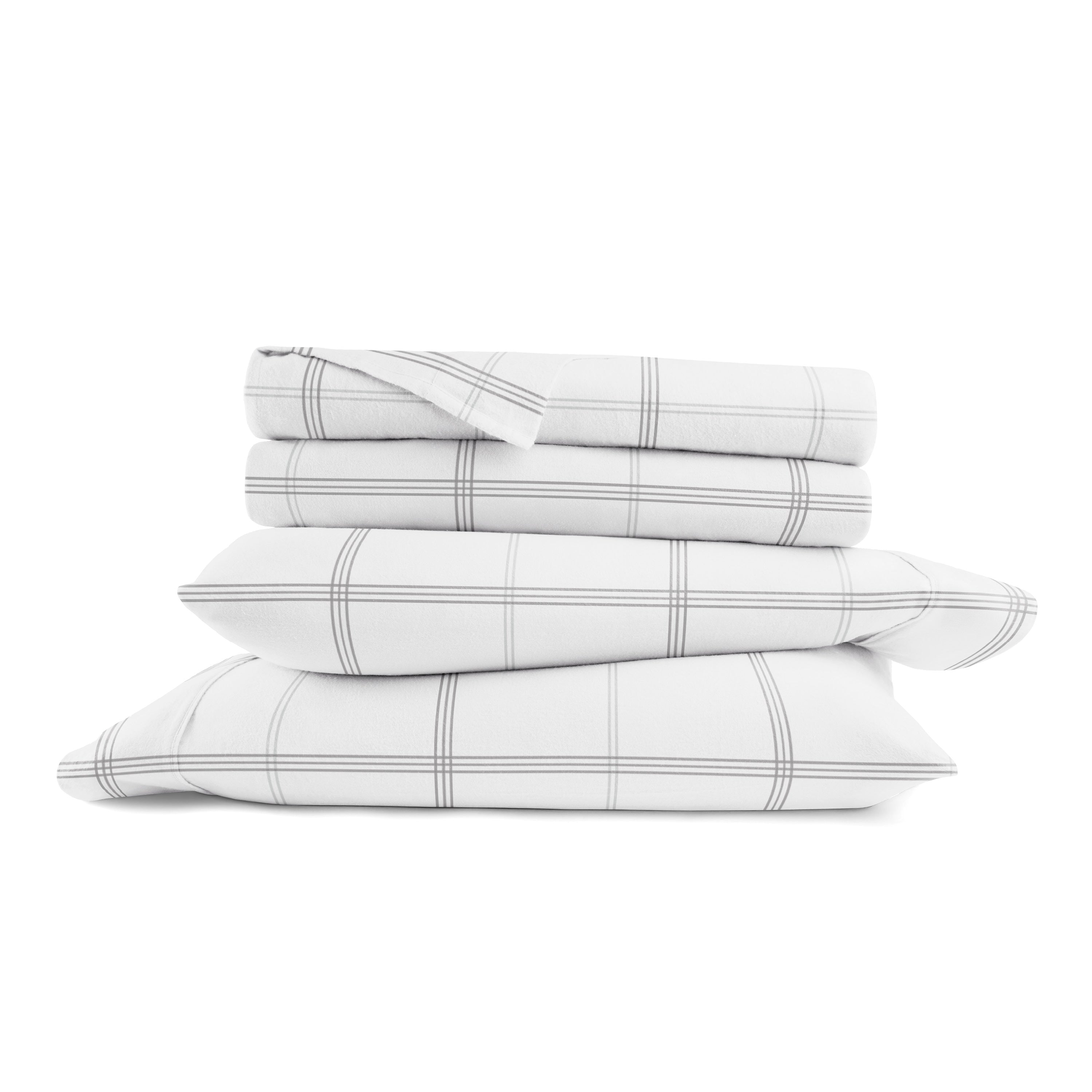 Checkered 4-Piece 100% Cotton Flannel Sheet Set
