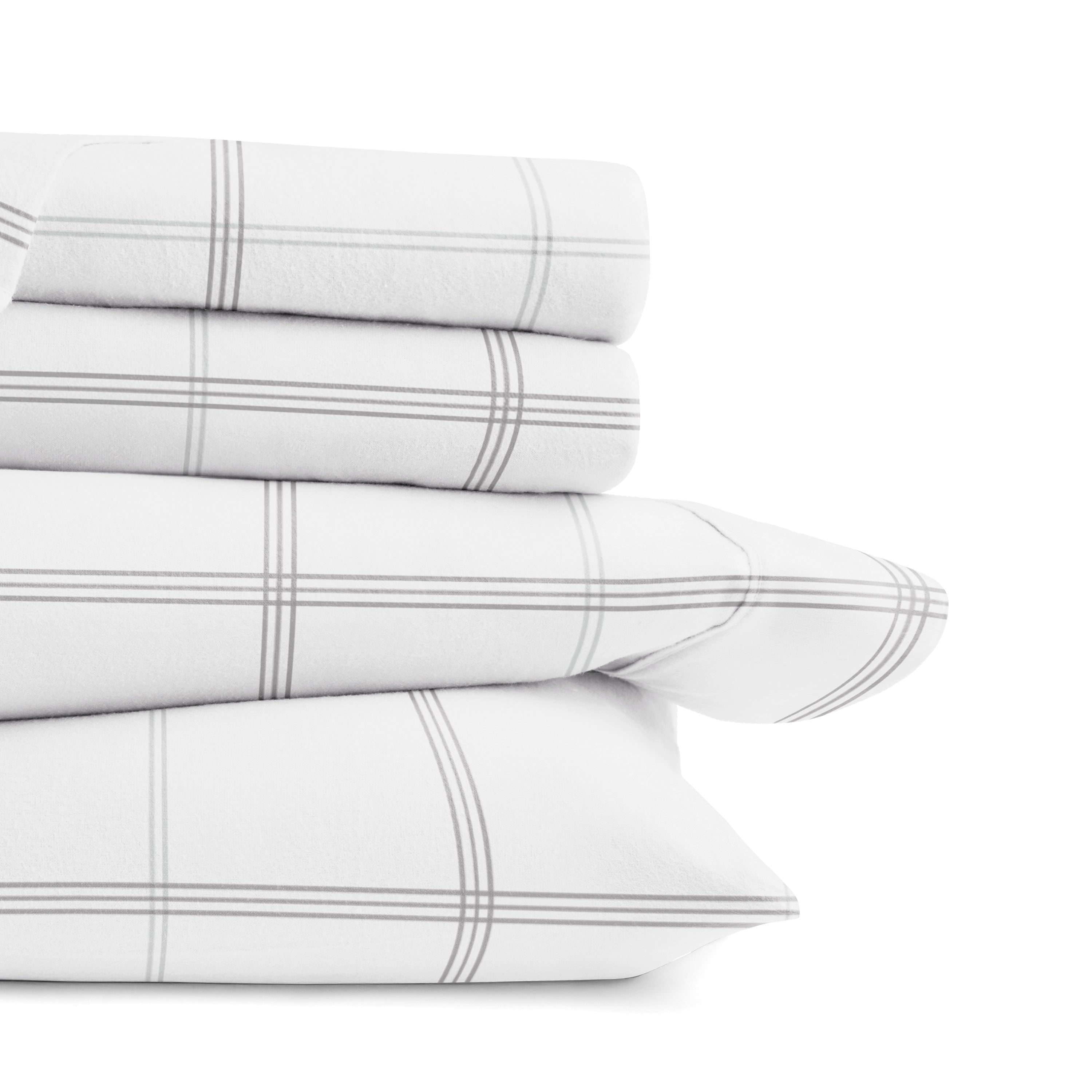 Checkered 4-Piece 100% Cotton Flannel Sheet Set