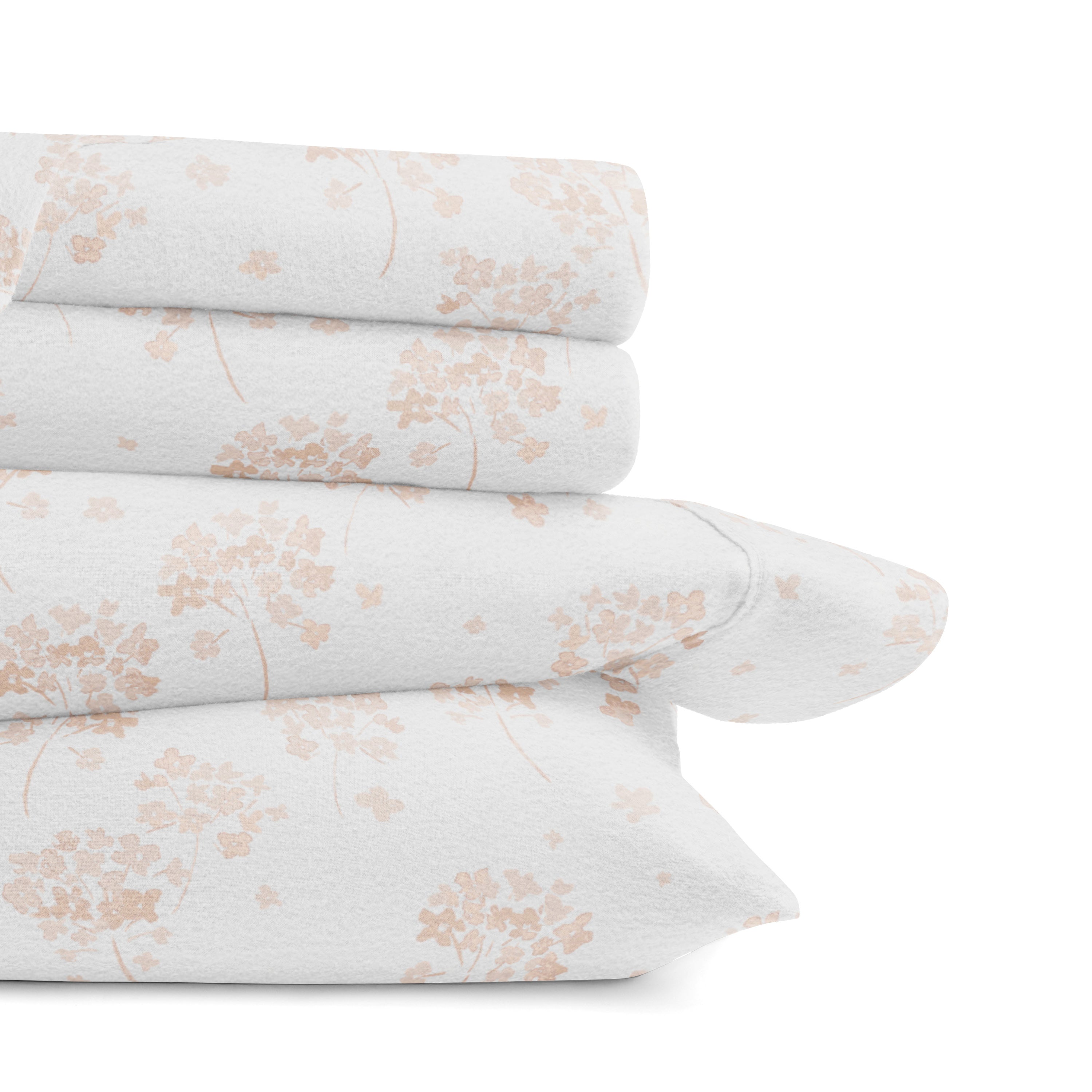 Flower Bunch 4-Piece 100% Cotton Flannel Sheet Set