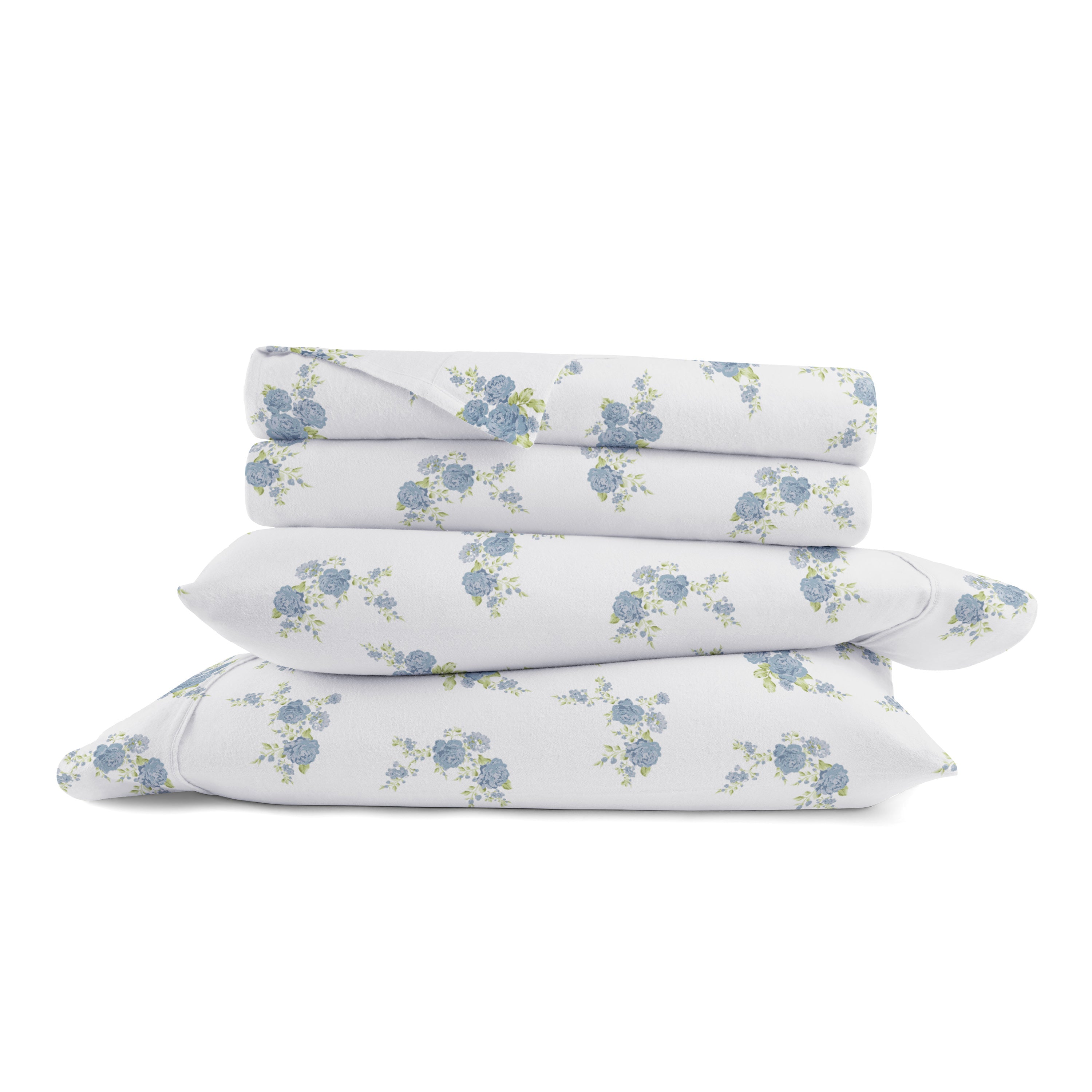 Rose Bunch 4-Piece 100% Cotton Flannel Sheet Set
