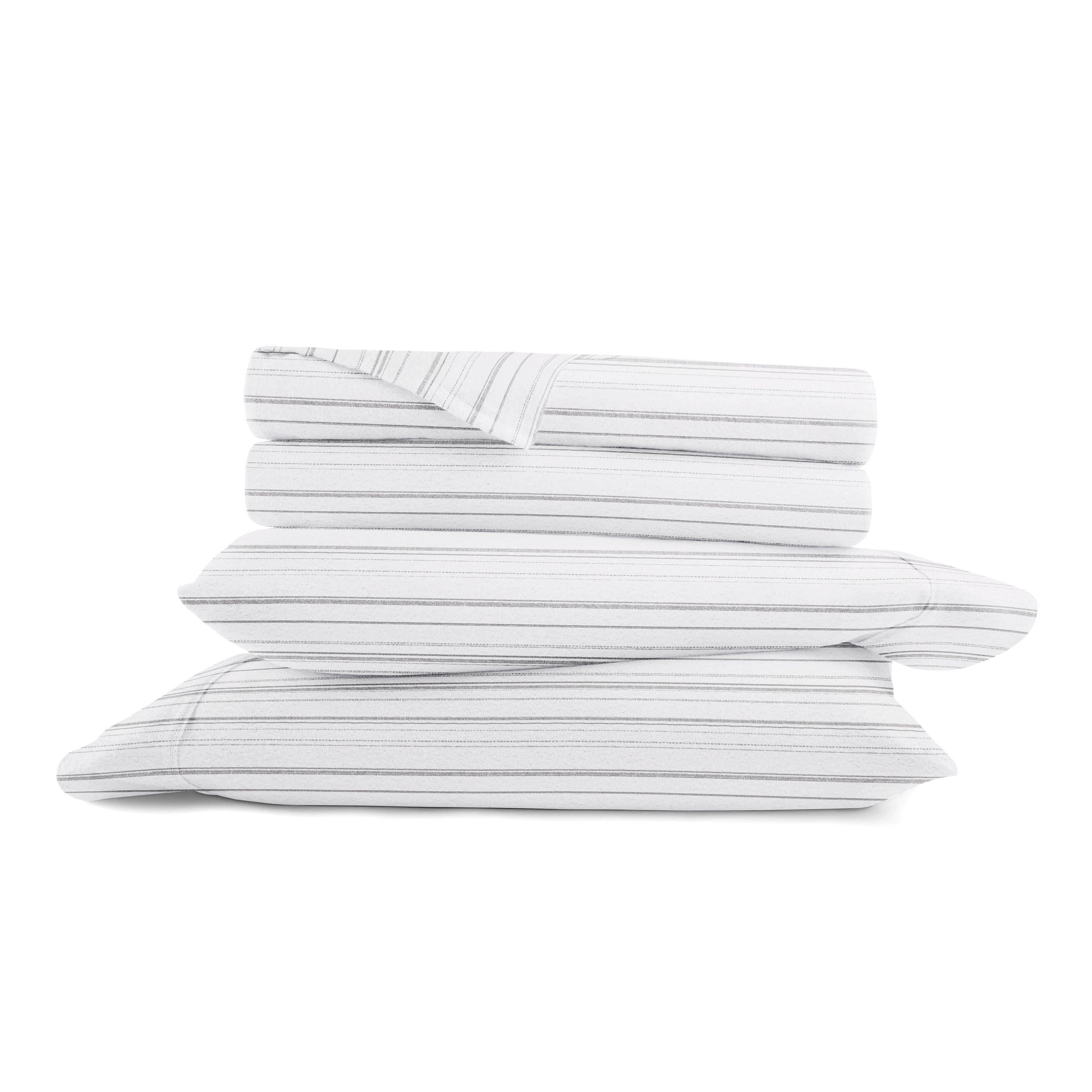 Weathered Stripes 4-Piece 100% Cotton Flannel Sheet Set
