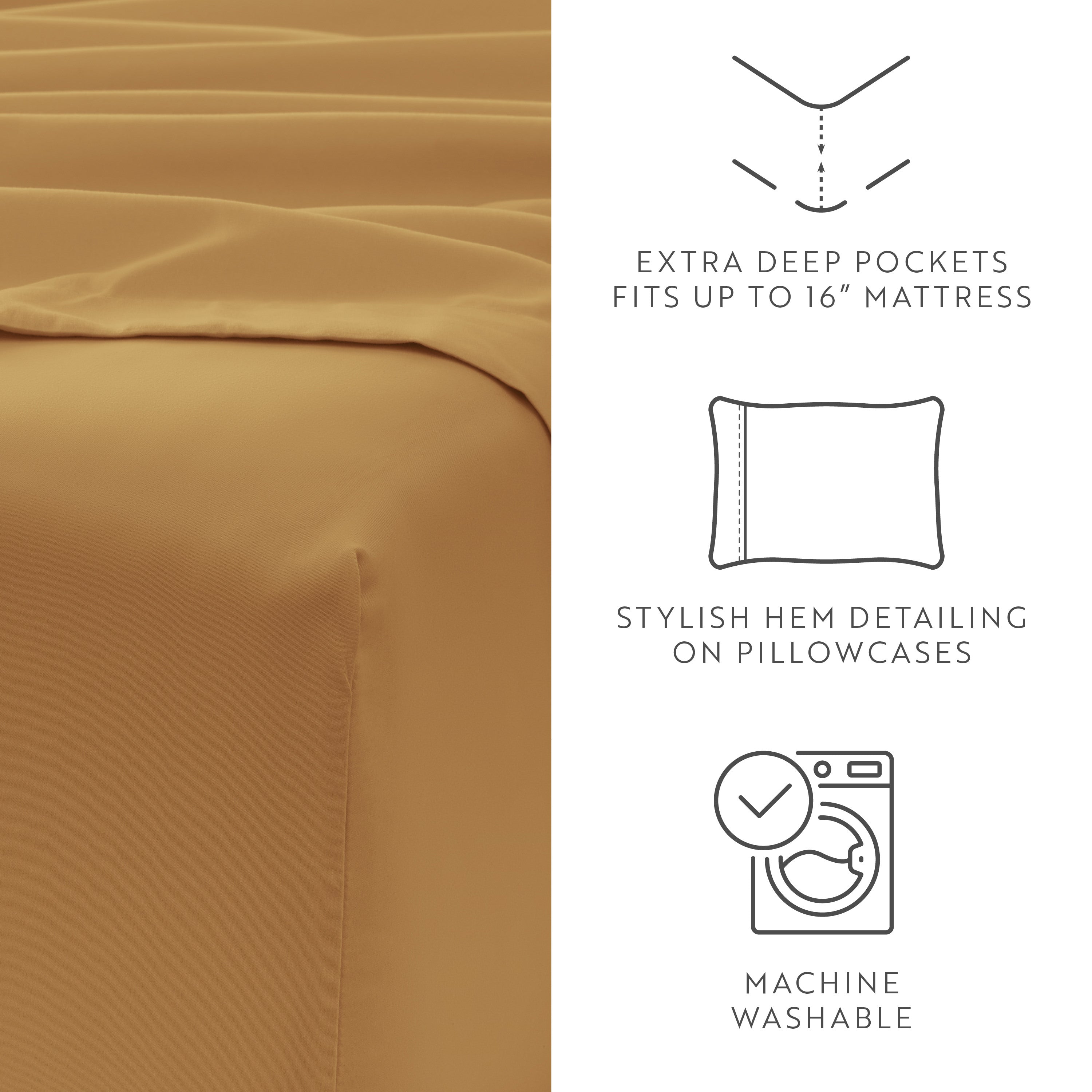 4-Piece Double Brushed Solid Sheet Set