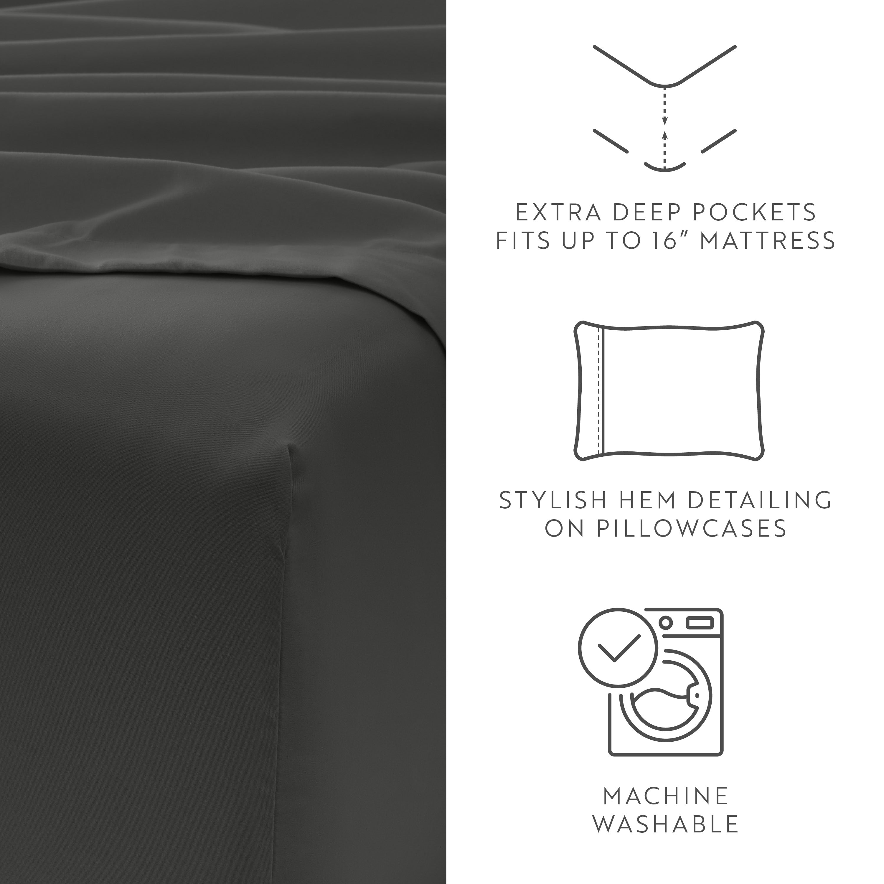 4-Piece Double Brushed Solid Sheet Set