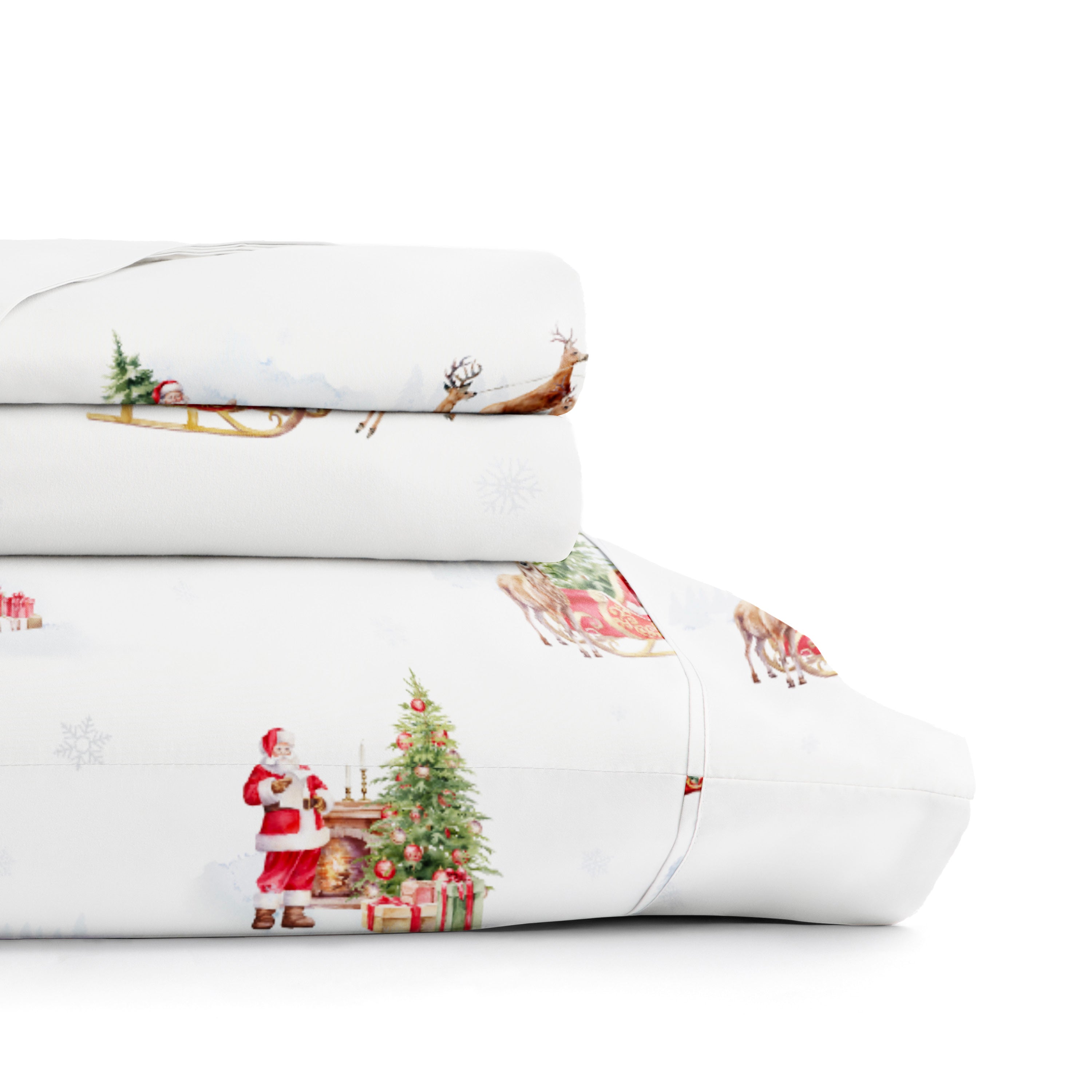 Nostalgic Santa 4-Piece Patterned Sheet Set