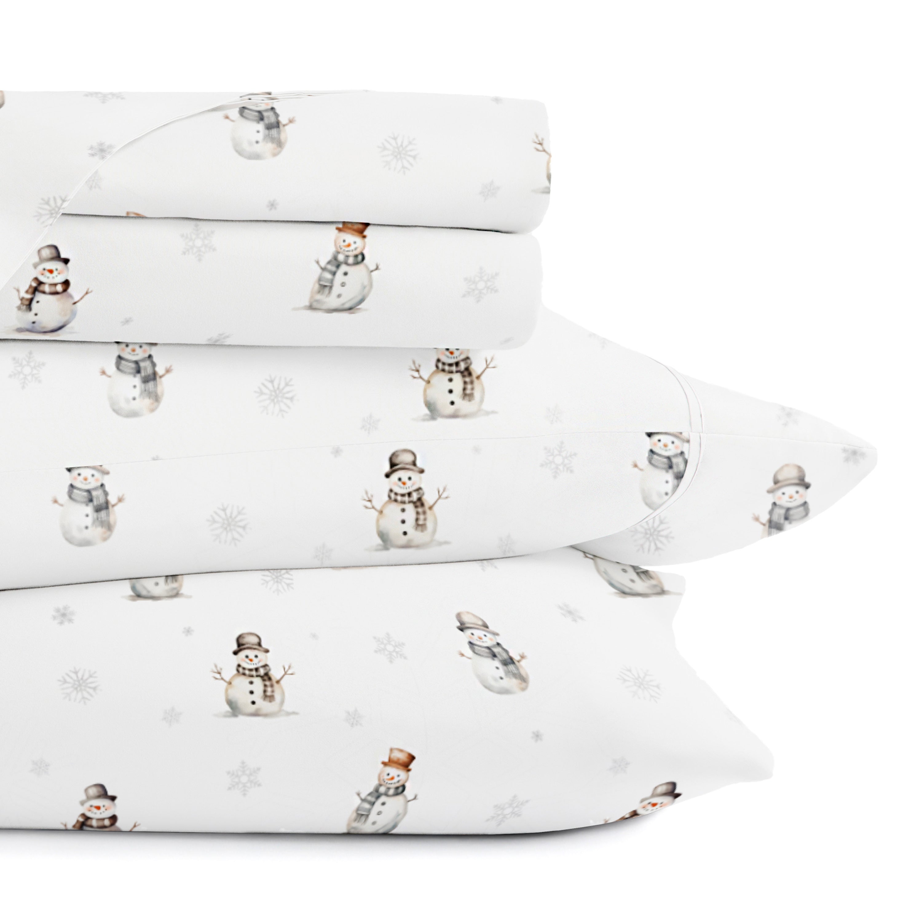 Vintage Snowman 4-Piece Patterned Sheet Set