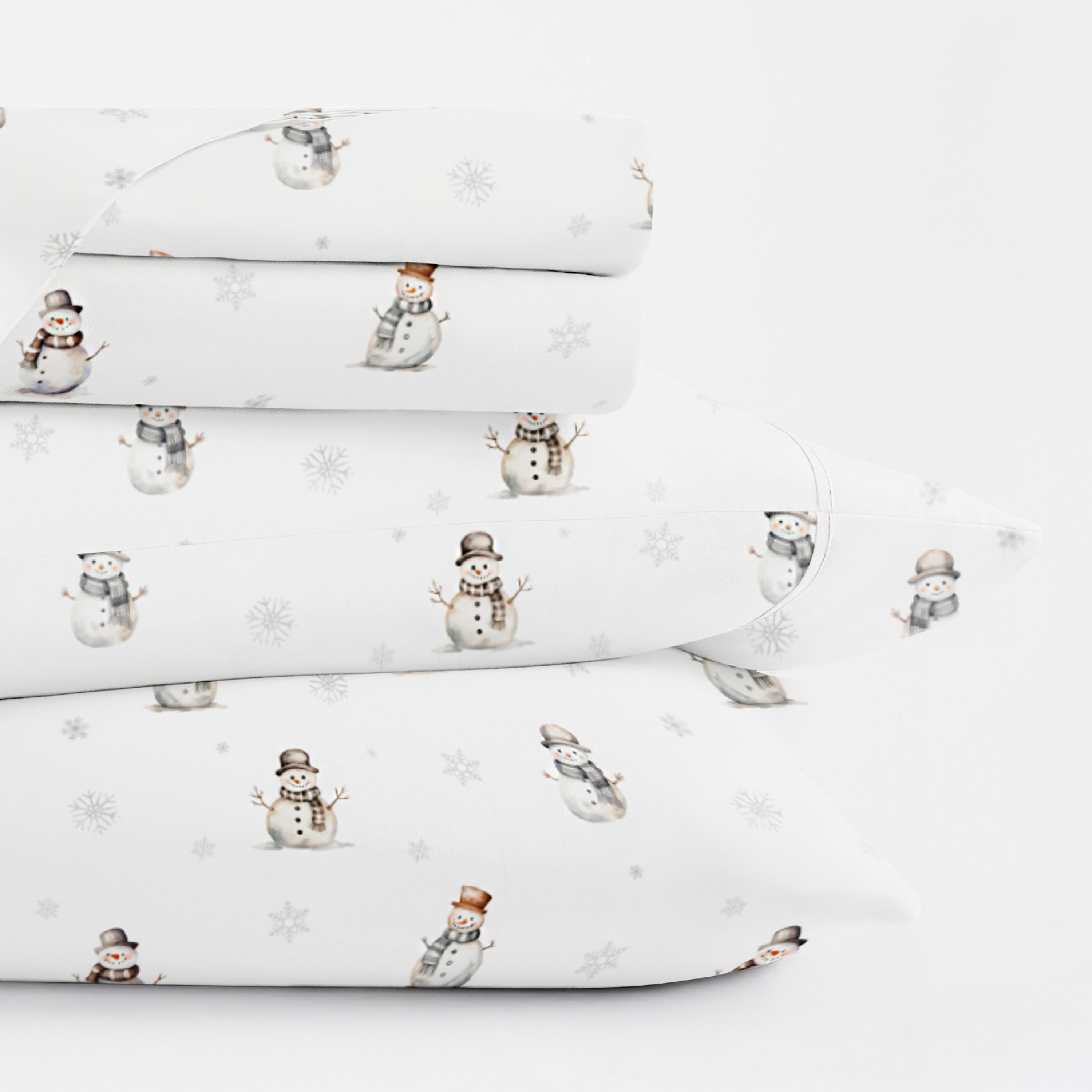 Vintage Snowman 4-Piece Patterned Sheet Set