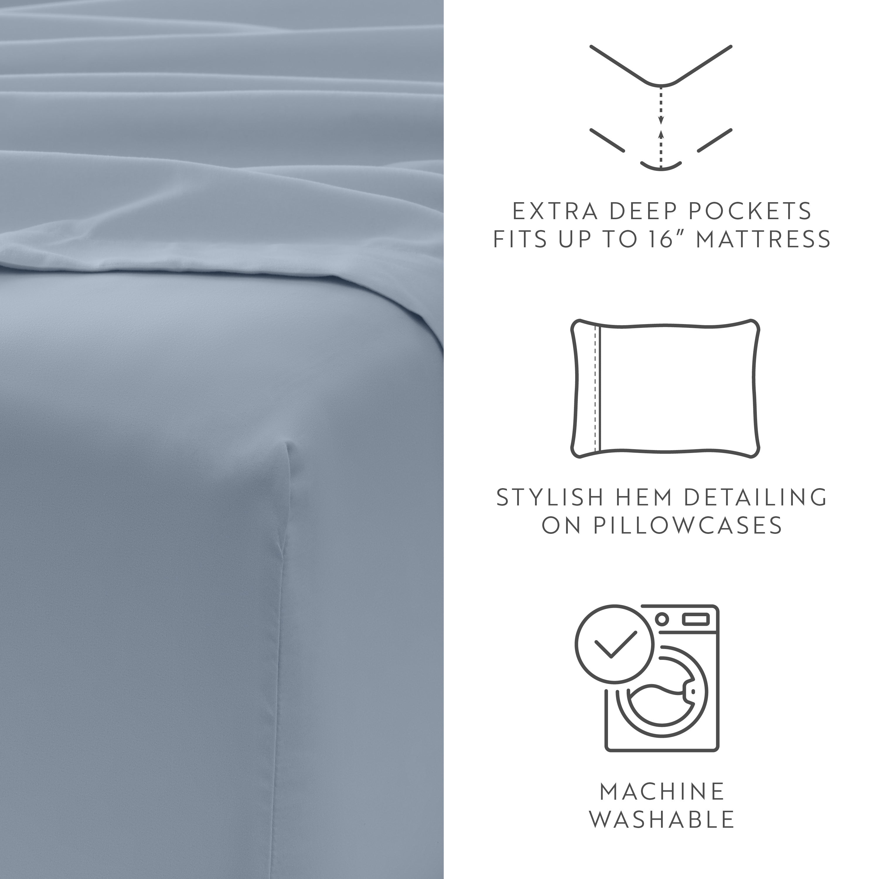 4-Piece Double Brushed Solid Sheet Set